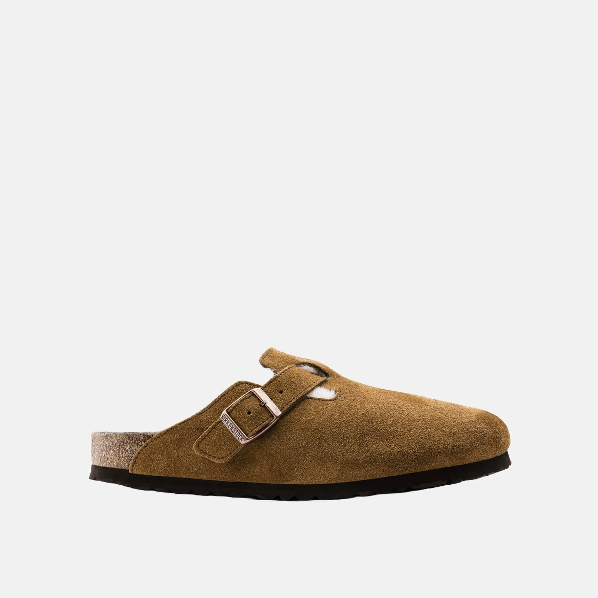 Hnedé Regular šľapky Birkenstock Boston Shearling Suede Leather