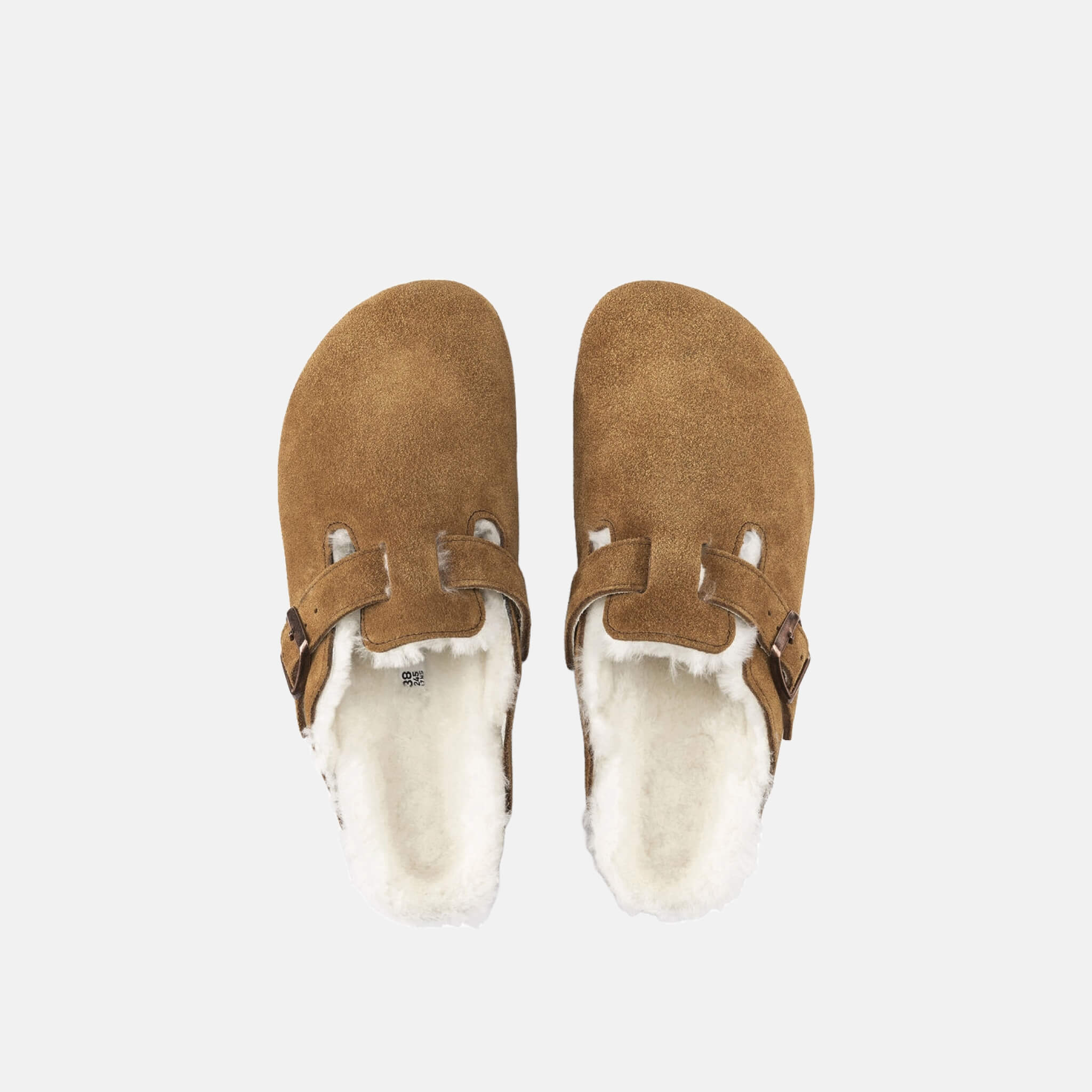 Hnedé Regular šľapky Birkenstock Boston Shearling Suede Leather