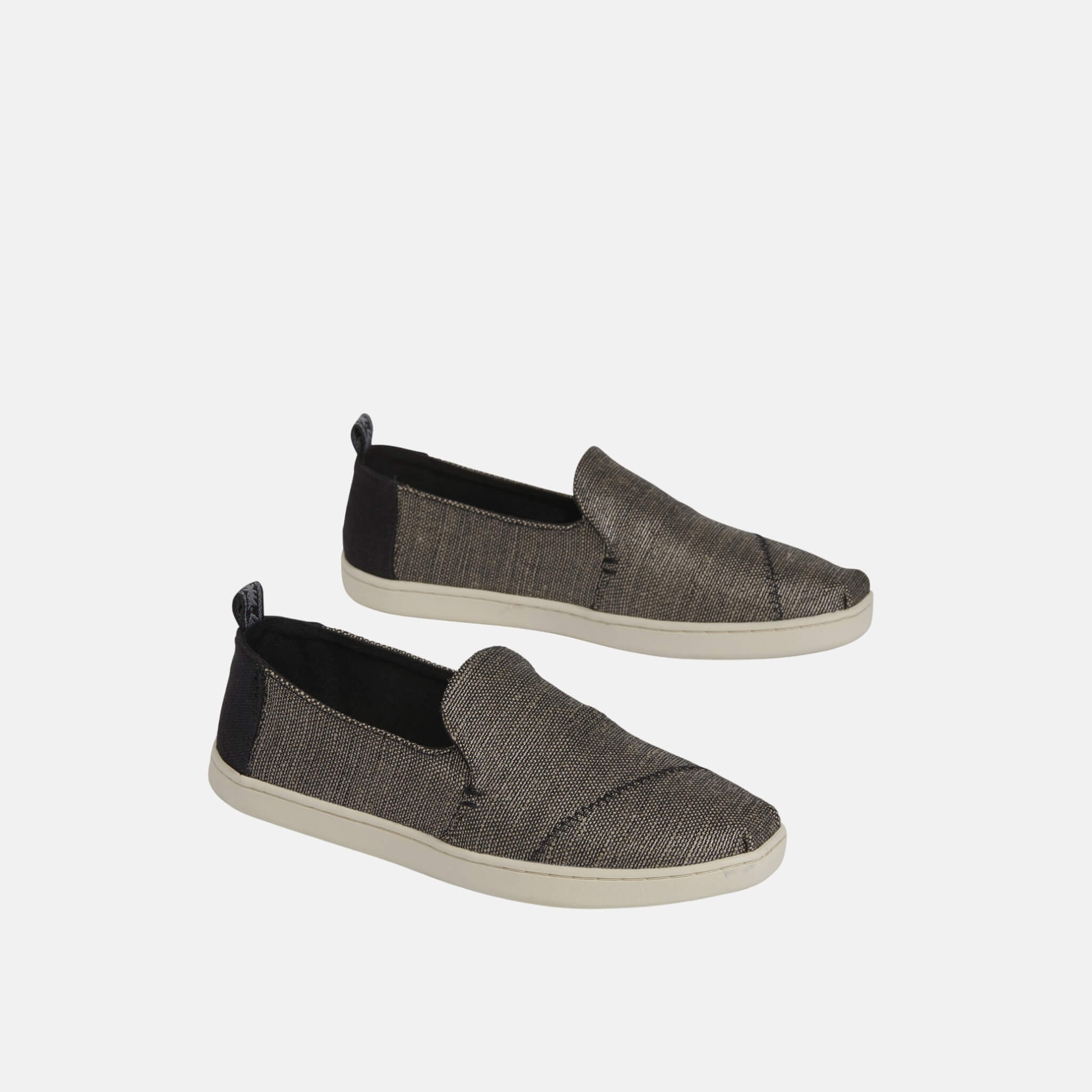 Dámske čierne metalické slipony TOMS Deconstructed Alpargata Slip On