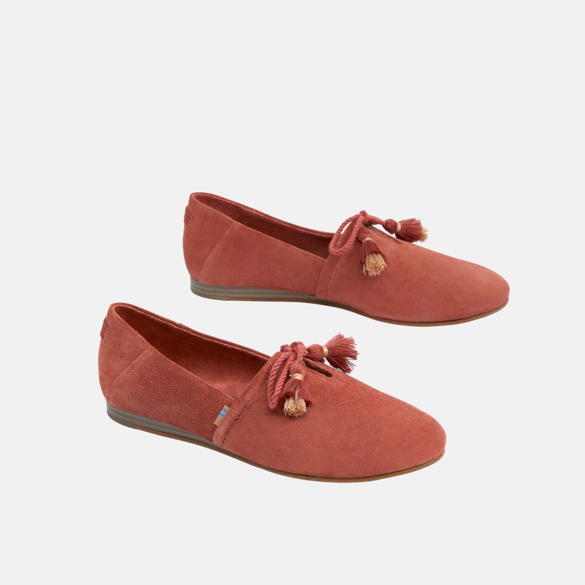 Dámske tehlovo červené TOMS Spice Suede Kelli Flat