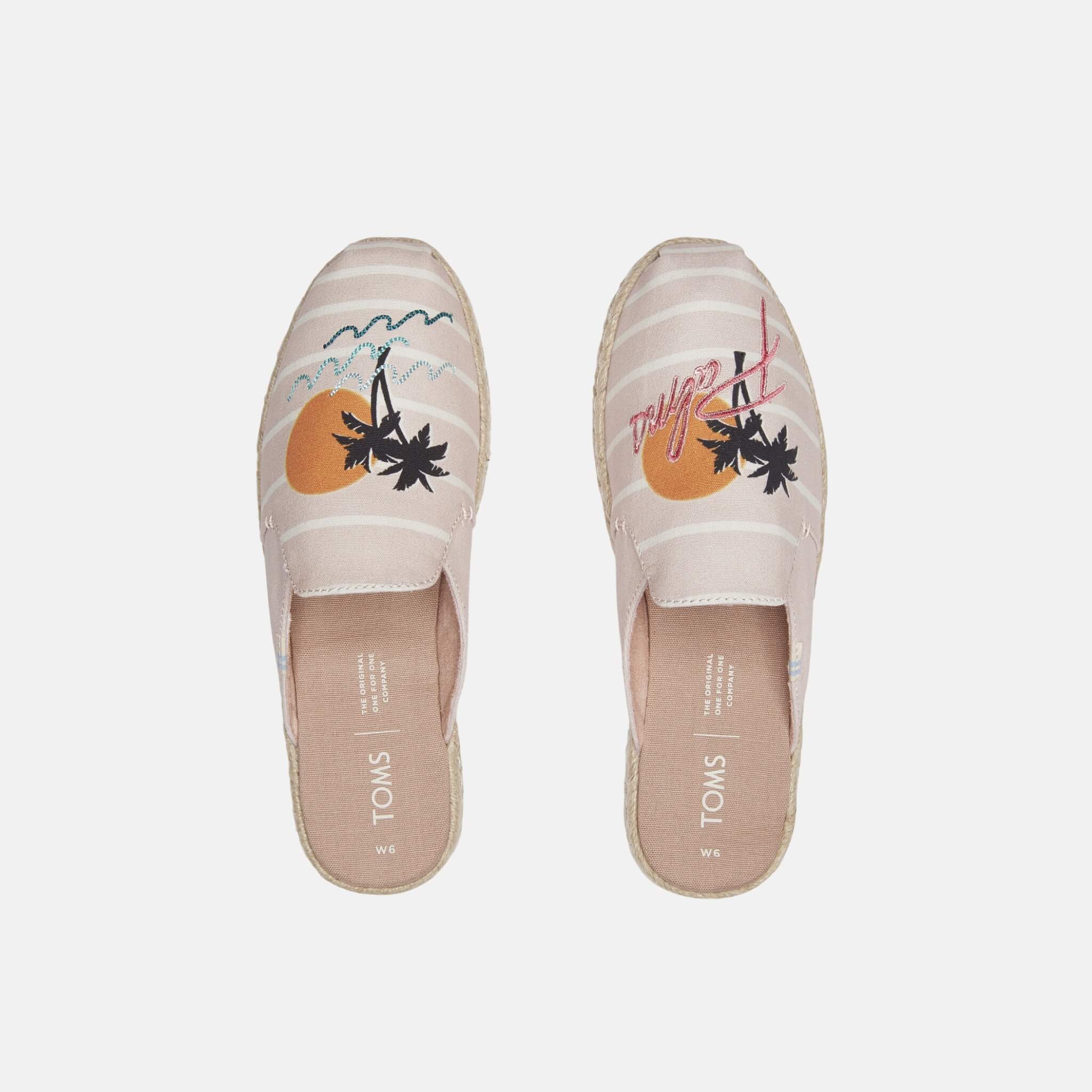 Dámske ružové šľapky s ozdobnou výšivkou TOMS Nova