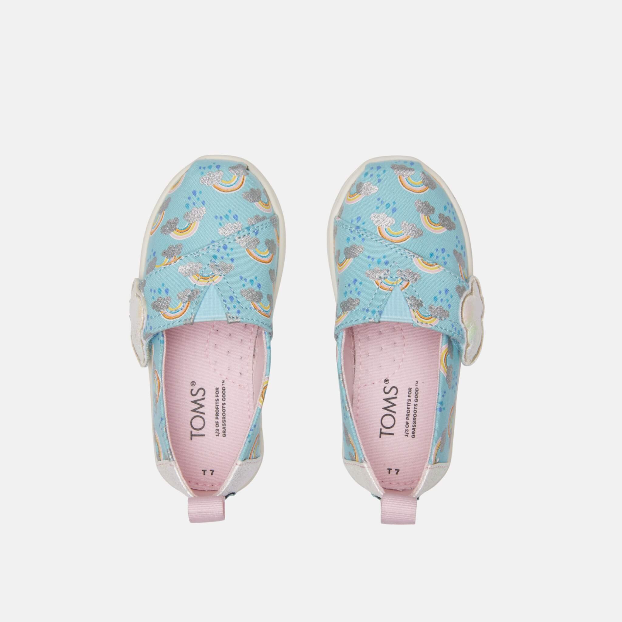 Detské modré espadrilky s dúhou TOMS Tiny Alpargata