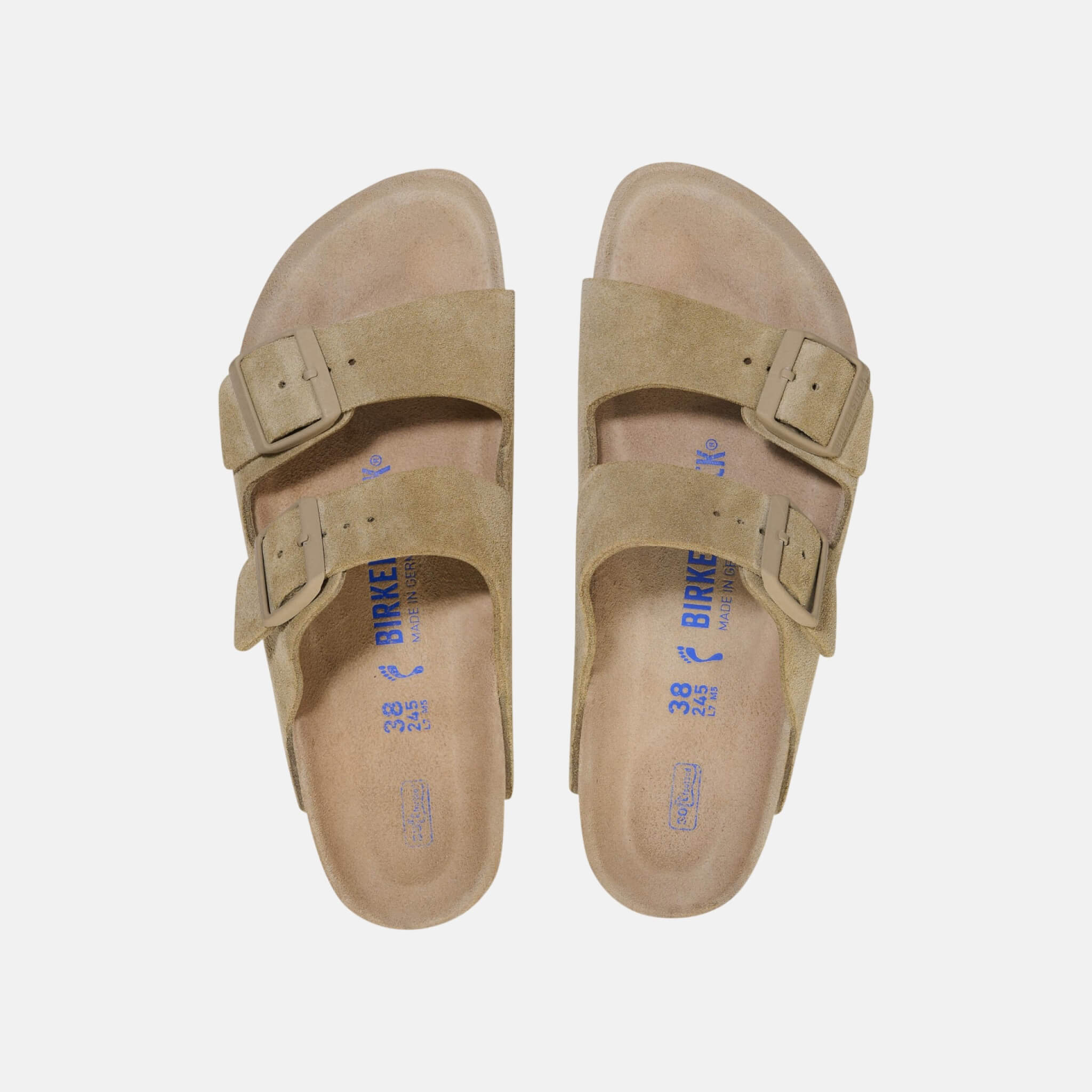 Šedé Regular Šľapky Arizona Soft Footbed Suede Leather