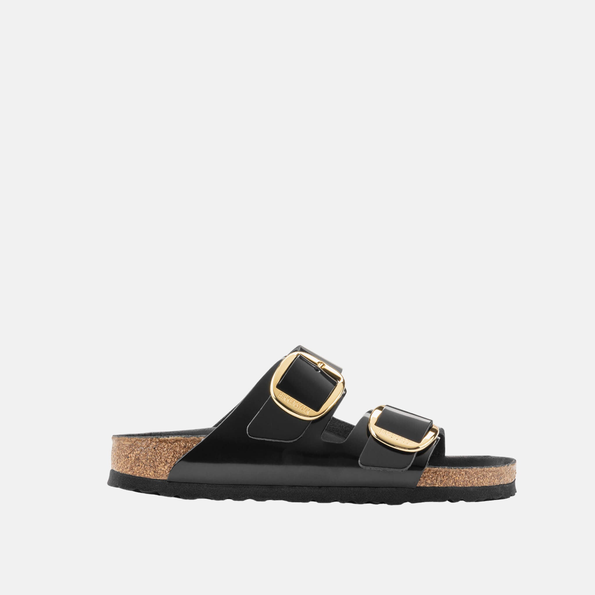 Čierne Regular Šľapky Birkenstock Arizona Big Buckle High Shine Leather