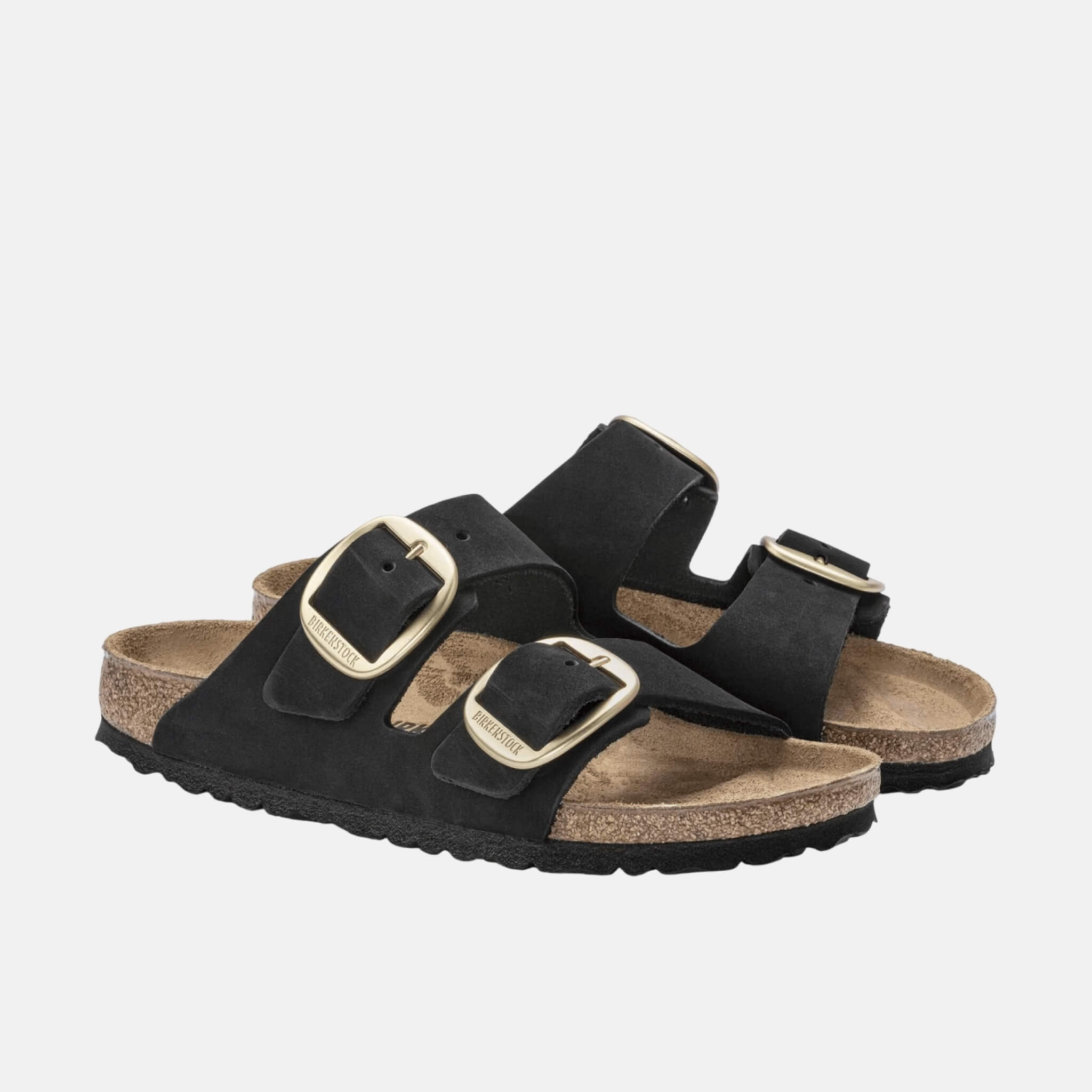 Čierne Regular Šľapky Birkenstock Arizona Big Buckle Nubuck Leather