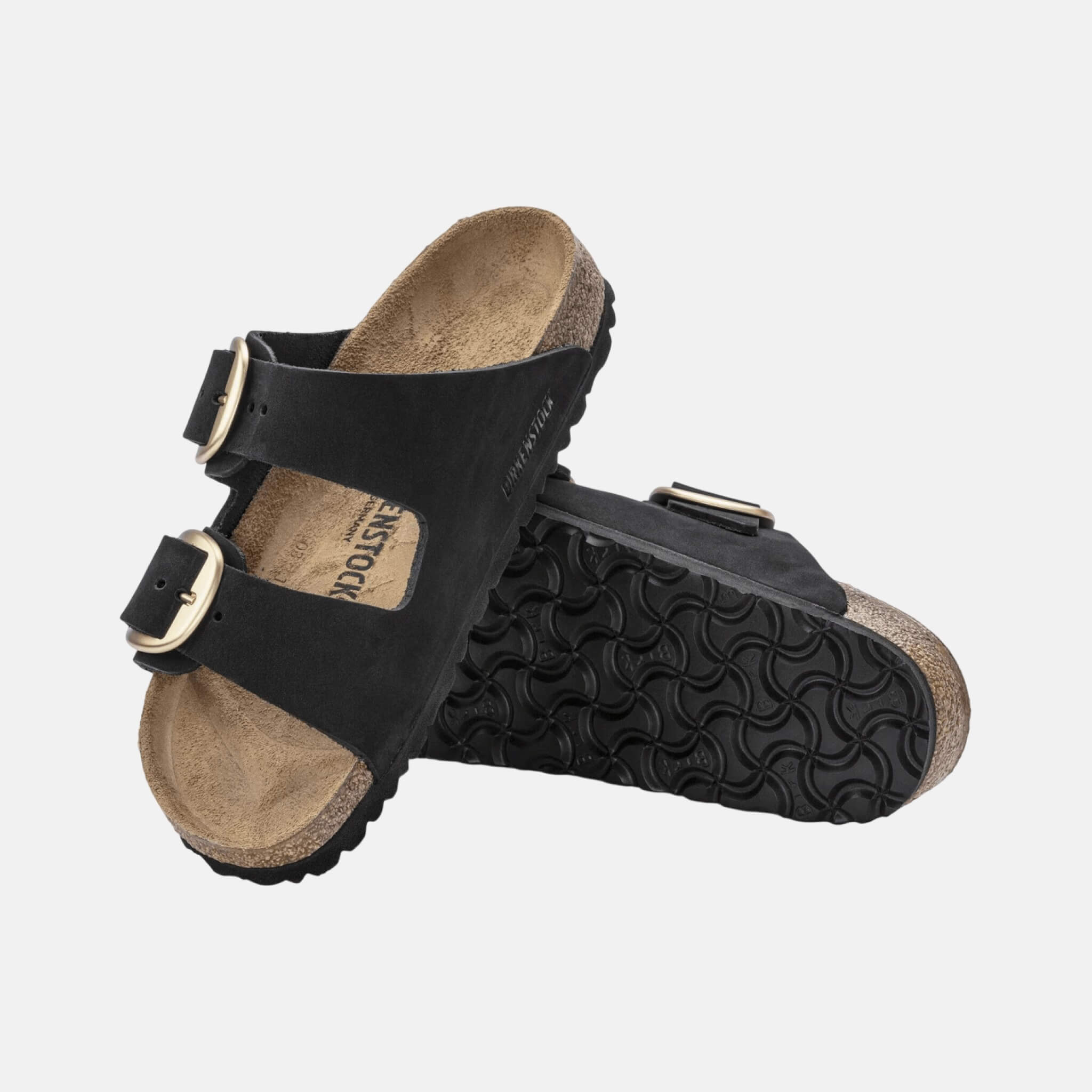 Čierne Regular Šľapky Birkenstock Arizona Big Buckle Nubuck Leather