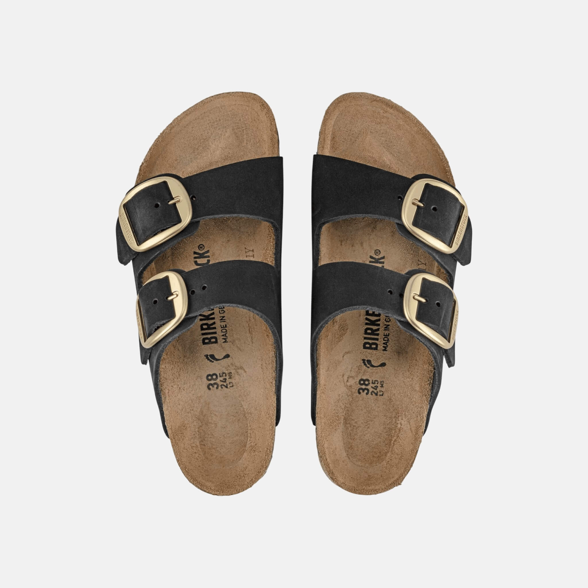 Čierne Regular Šľapky Birkenstock Arizona Big Buckle Nubuck Leather