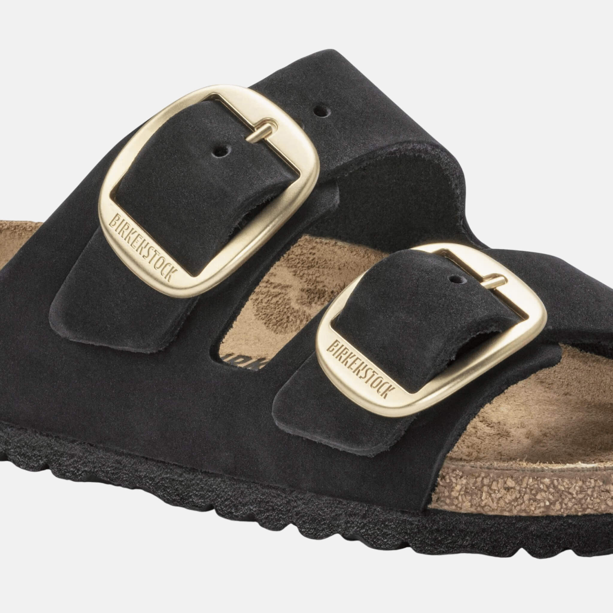 Čierne Regular Šľapky Birkenstock Arizona Big Buckle Nubuck Leather