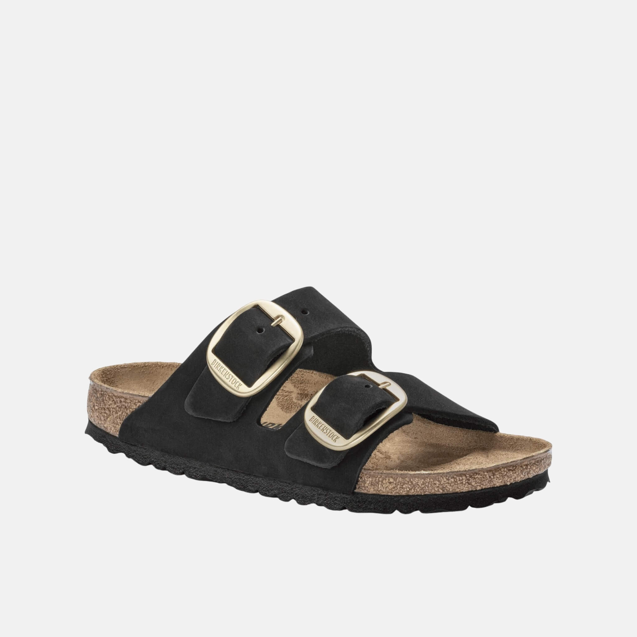 Čierne Regular Šľapky Birkenstock Arizona Big Buckle Nubuck Leather
