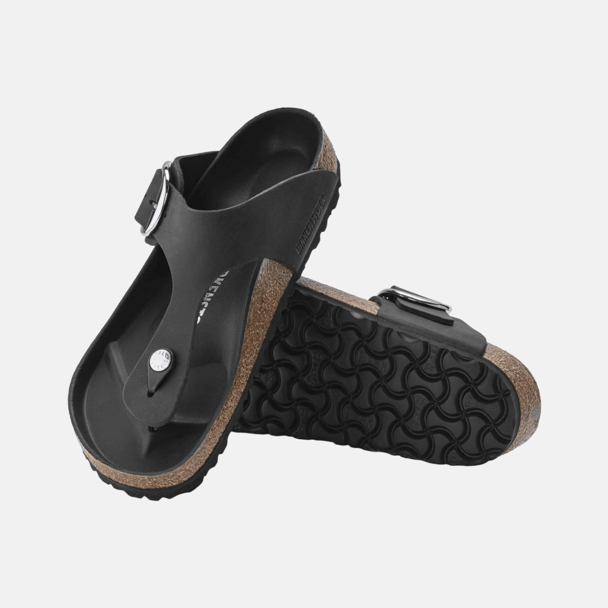 Čierne Regular žabky Gizeh Big Buckle Natural Leather Oiled