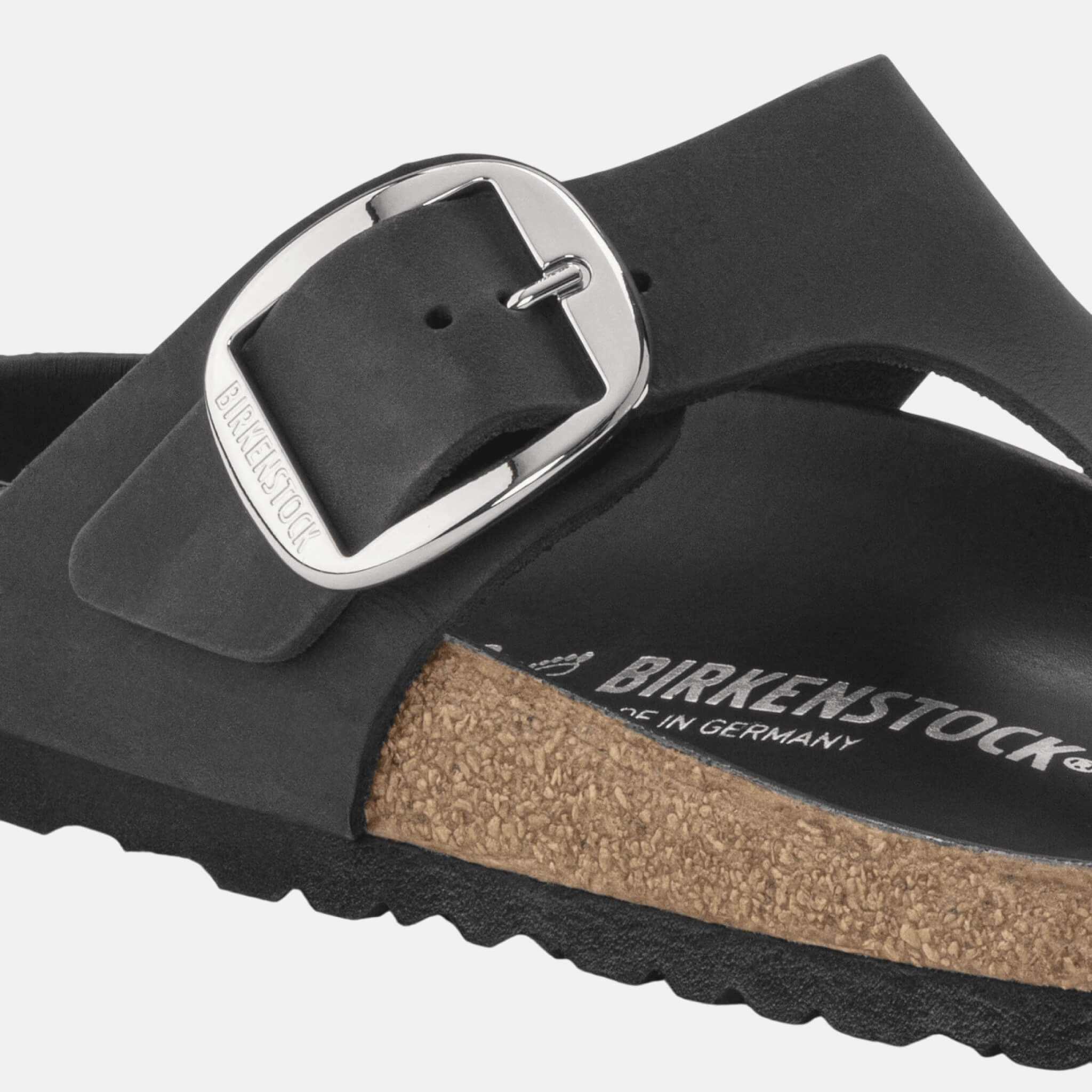 Čierne Regular žabky Gizeh Big Buckle Natural Leather Oiled
