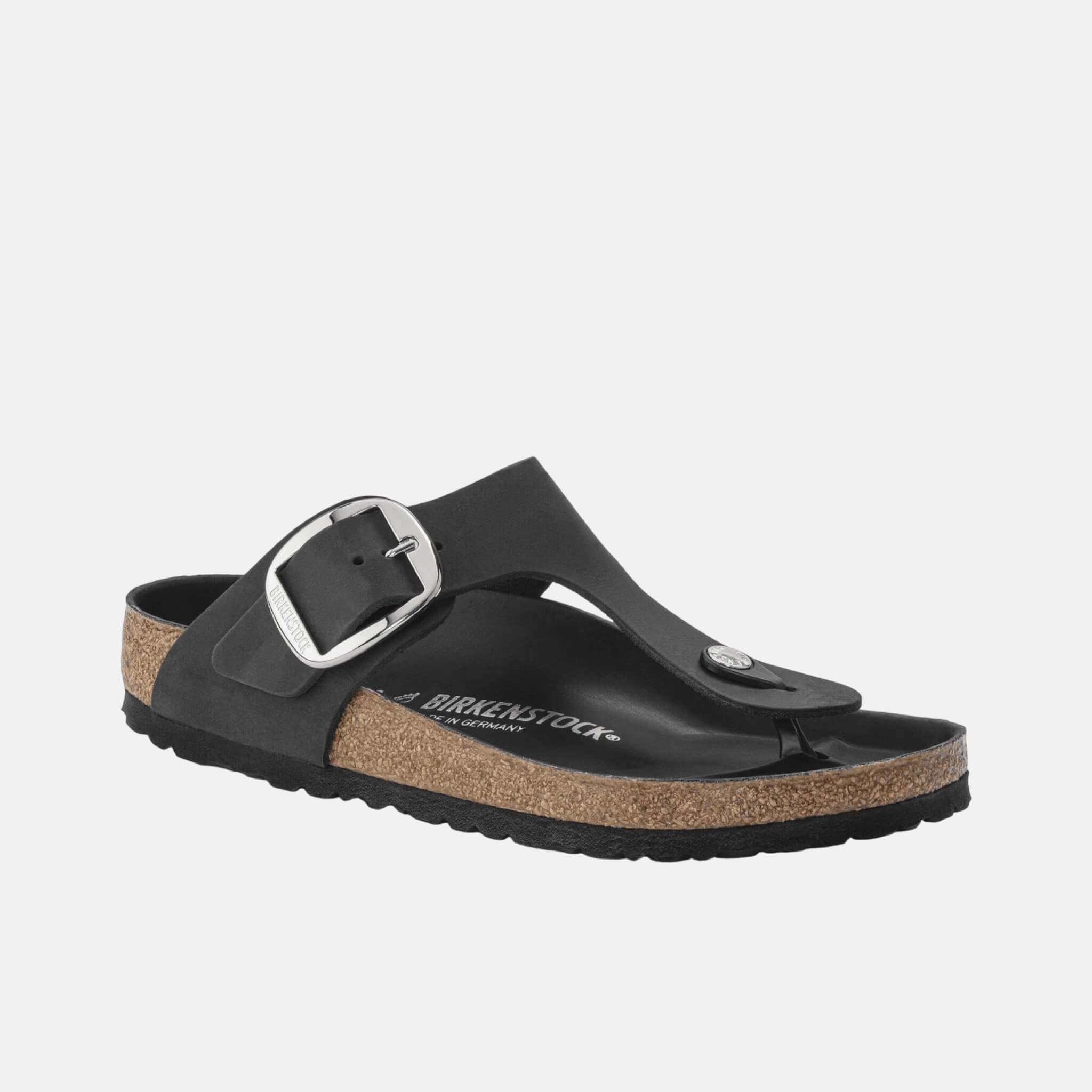 Čierne Regular žabky Gizeh Big Buckle Natural Leather Oiled
