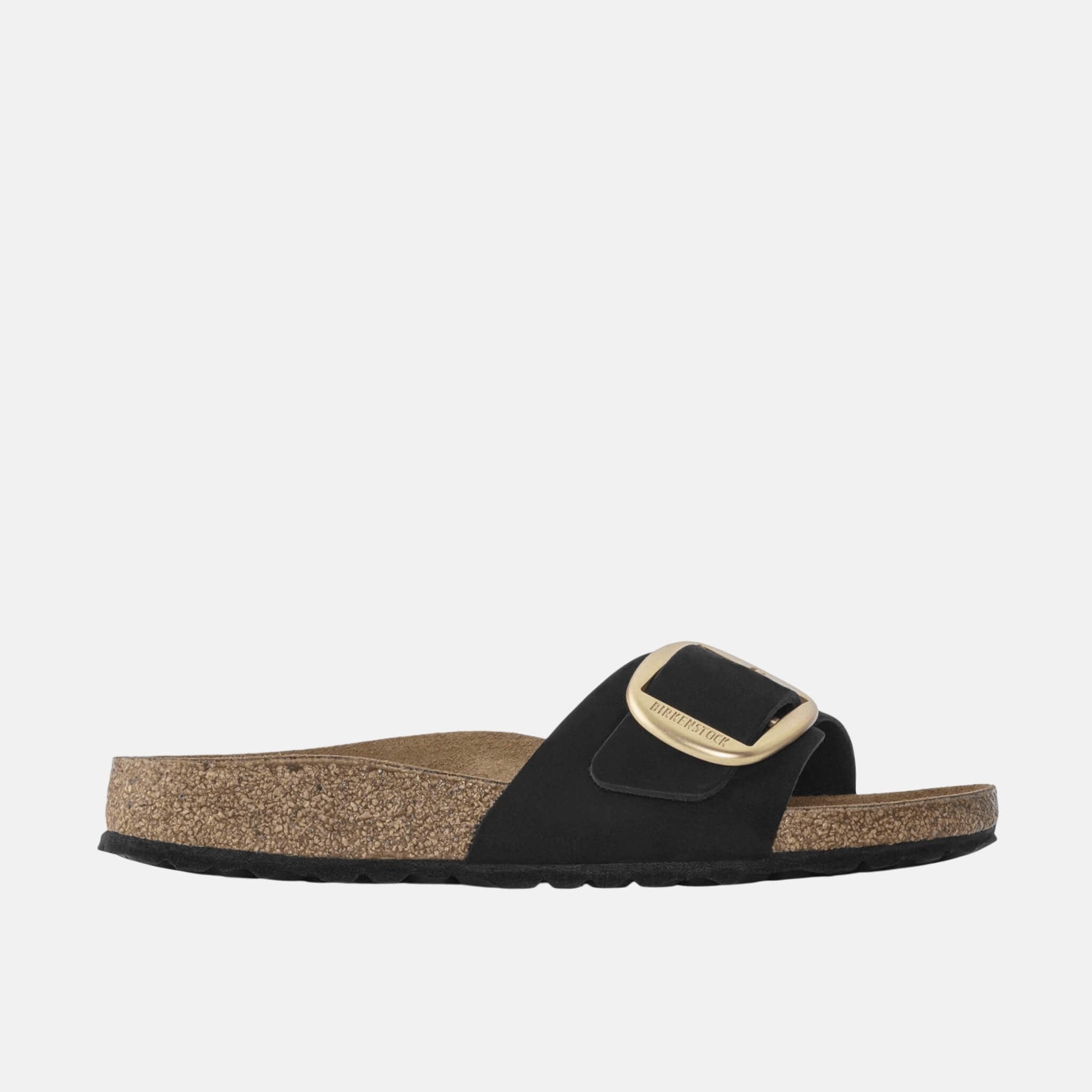 Čierne Regular šľapky Birkenstock Madrid Big Buckle Nubuck Leather