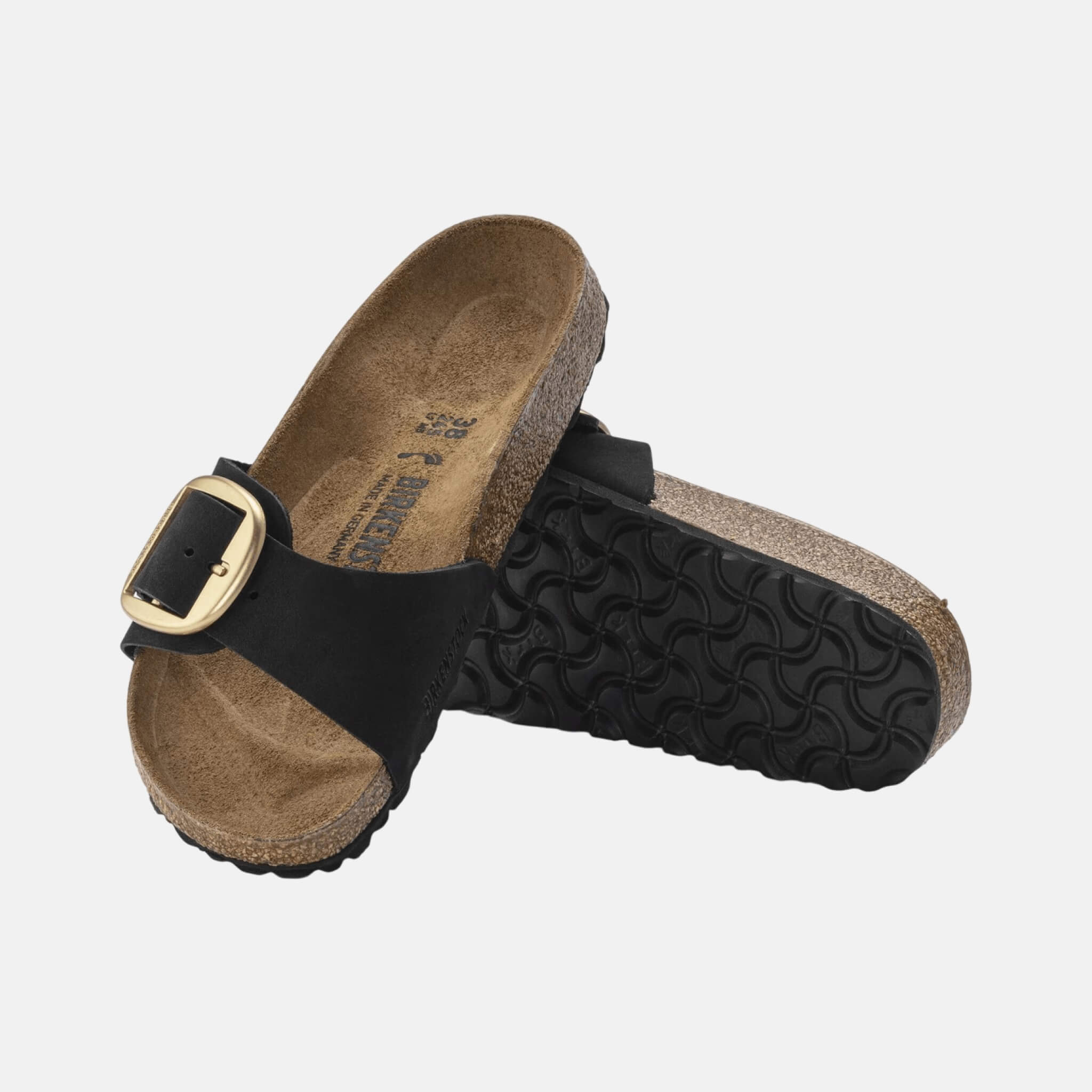Čierne Regular šľapky Birkenstock Madrid Big Buckle Nubuck Leather