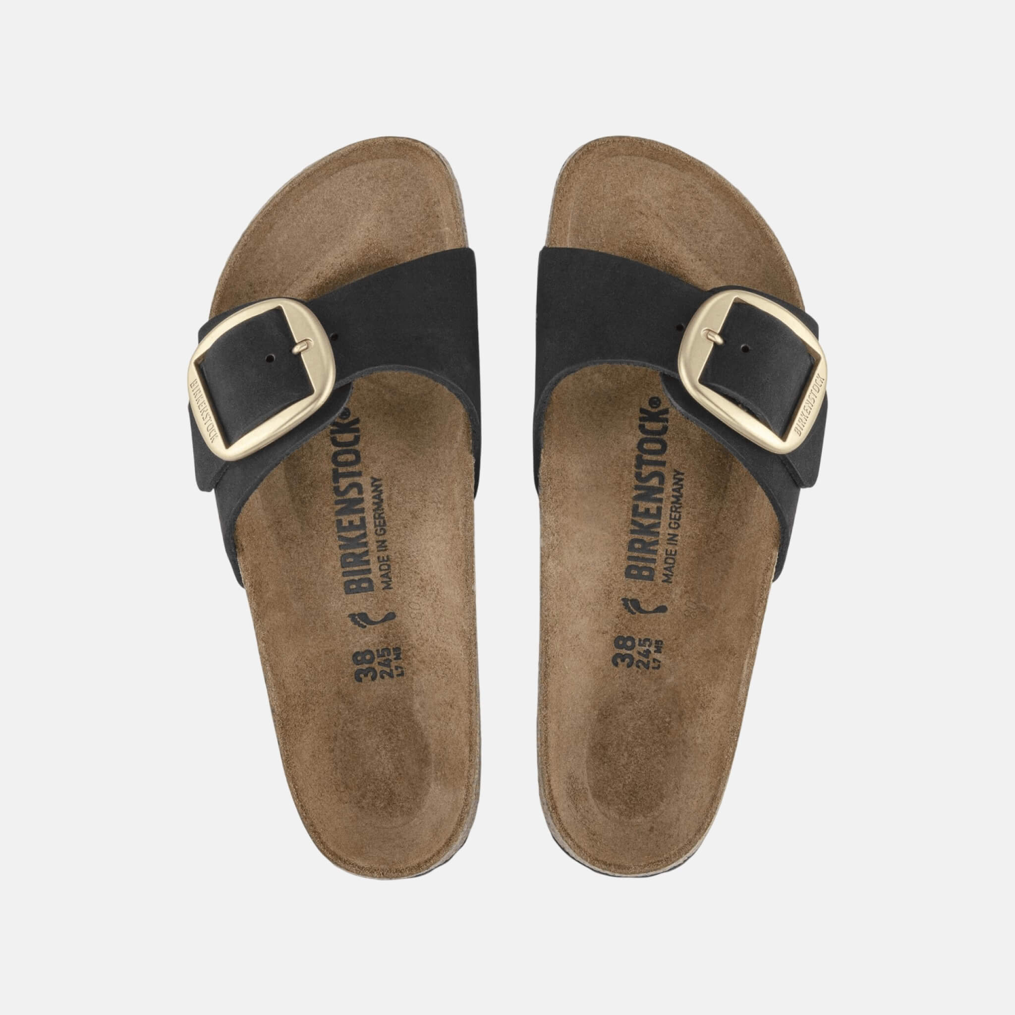 Čierne Regular šľapky Birkenstock Madrid Big Buckle Nubuck Leather