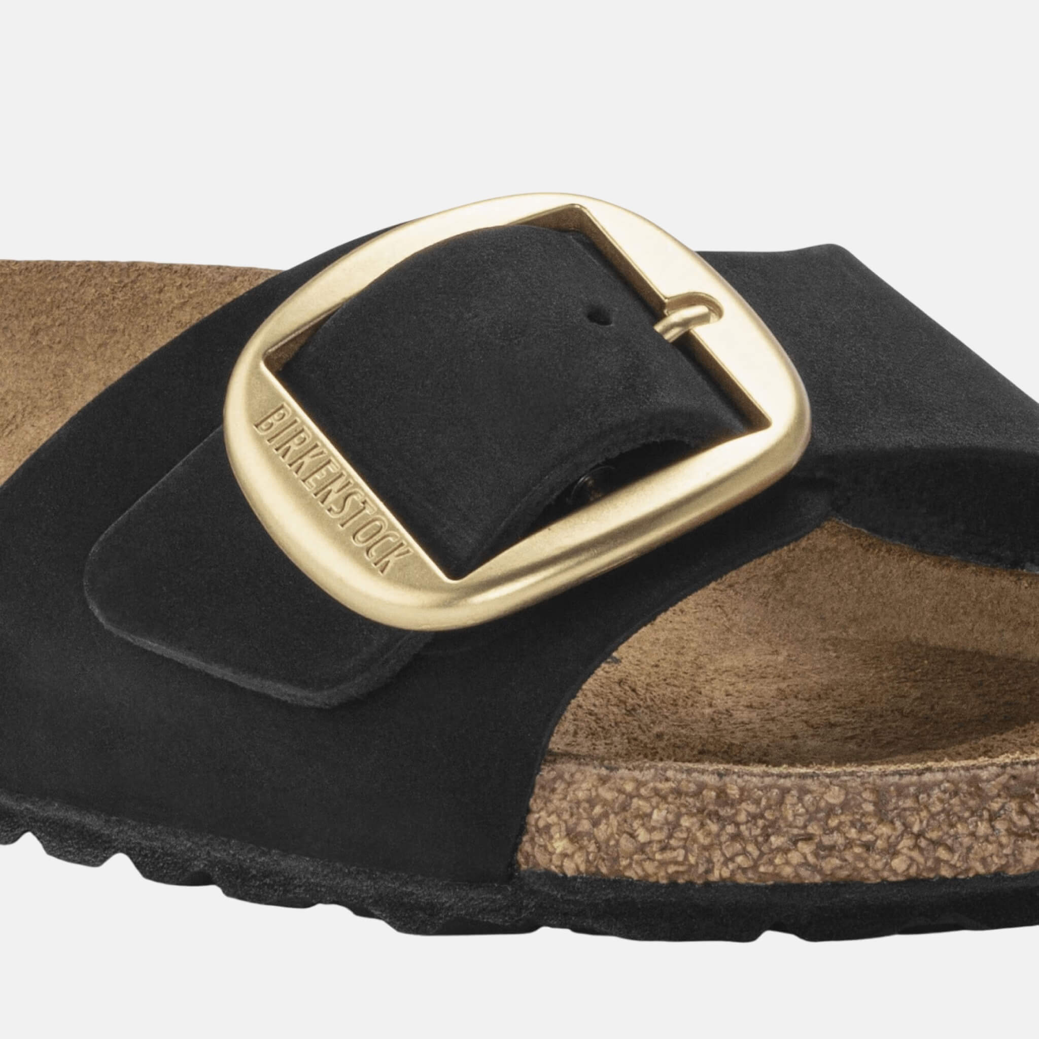 Čierne Regular šľapky Birkenstock Madrid Big Buckle Nubuck Leather