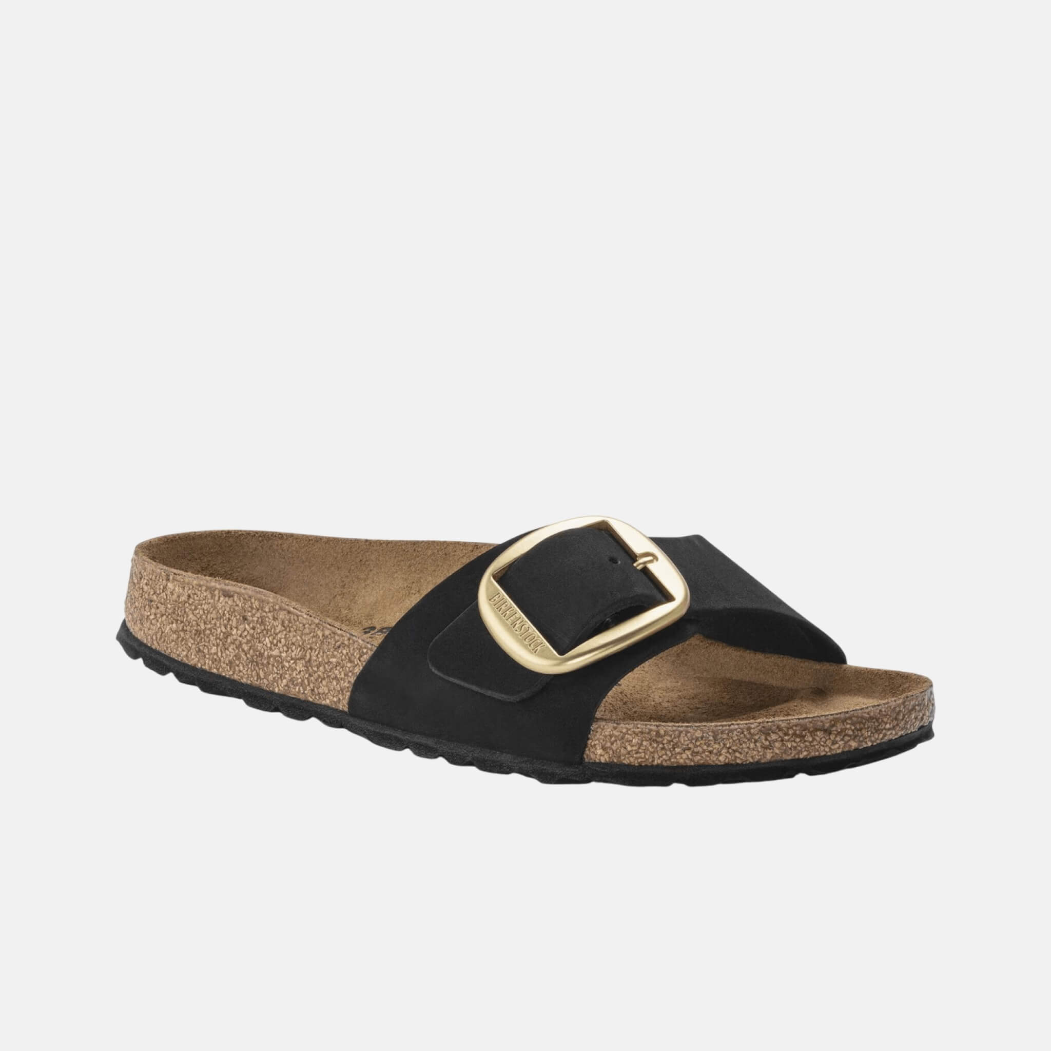Čierne Regular šľapky Birkenstock Madrid Big Buckle Nubuck Leather