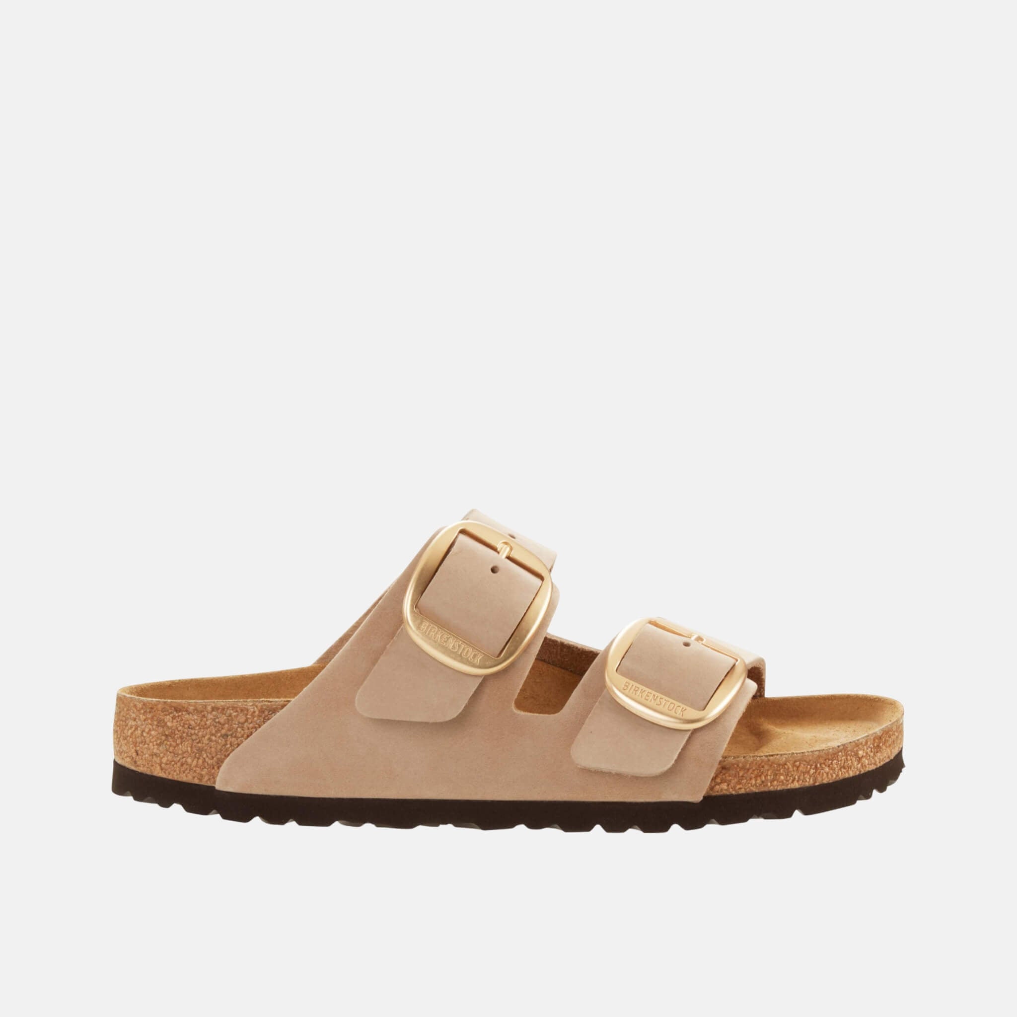 Béžové Regular Šľapky Arizona Big Buckle Nubuk Leather