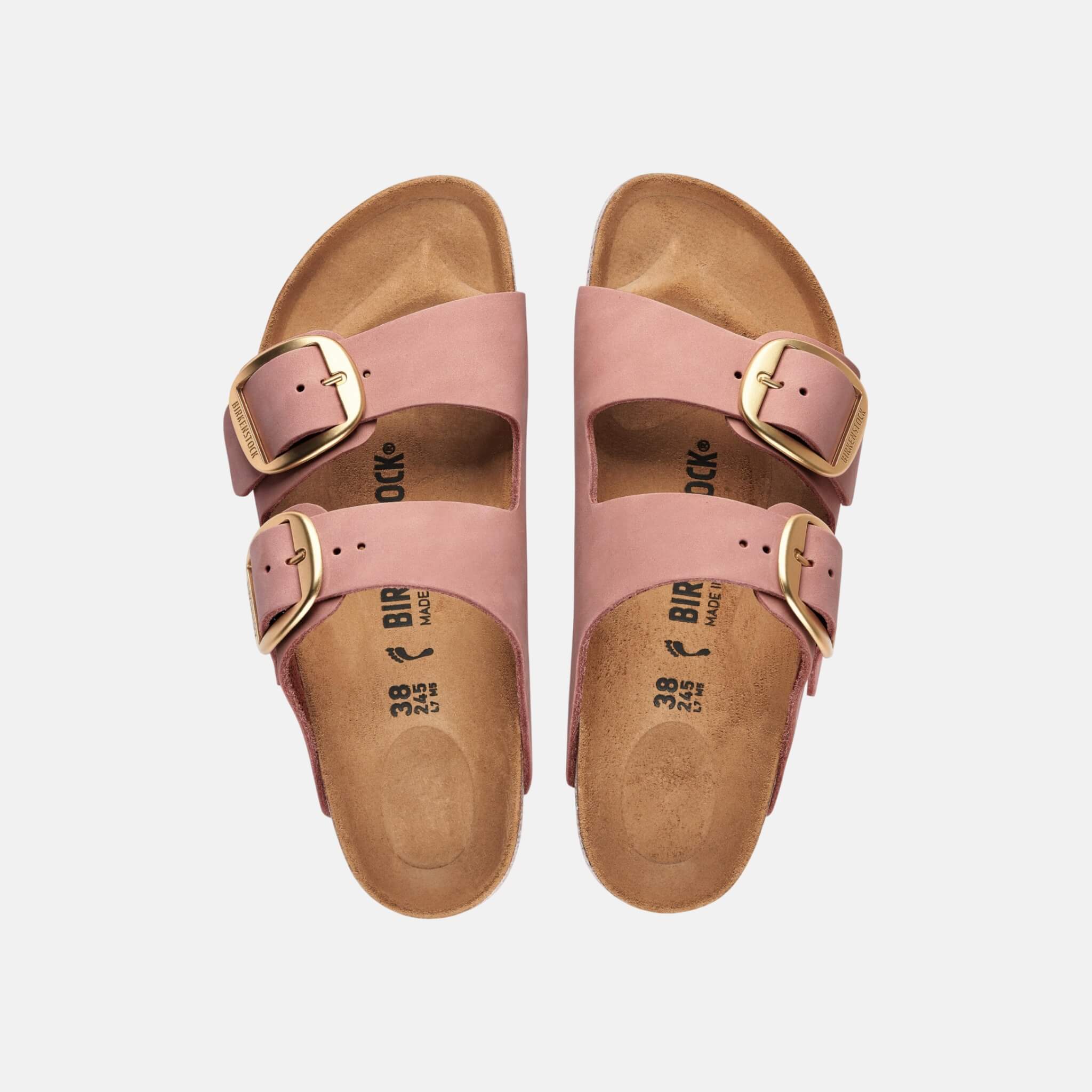 Ružové Regular Šľapky Arizona Big Buckle Nubuk Leather