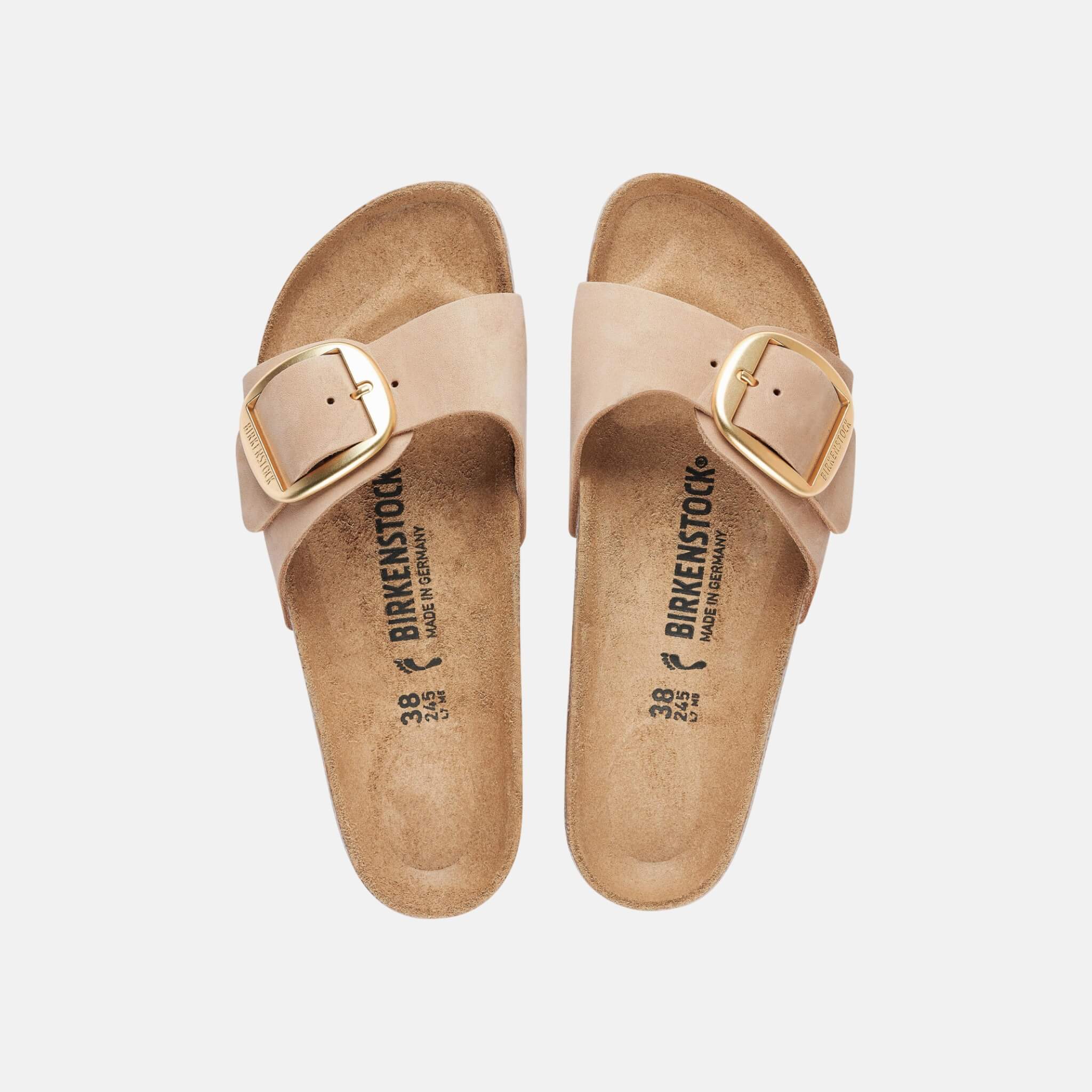 Béžové Regular Šľapky Madrid Big Buckle Natural Leather Nubuck