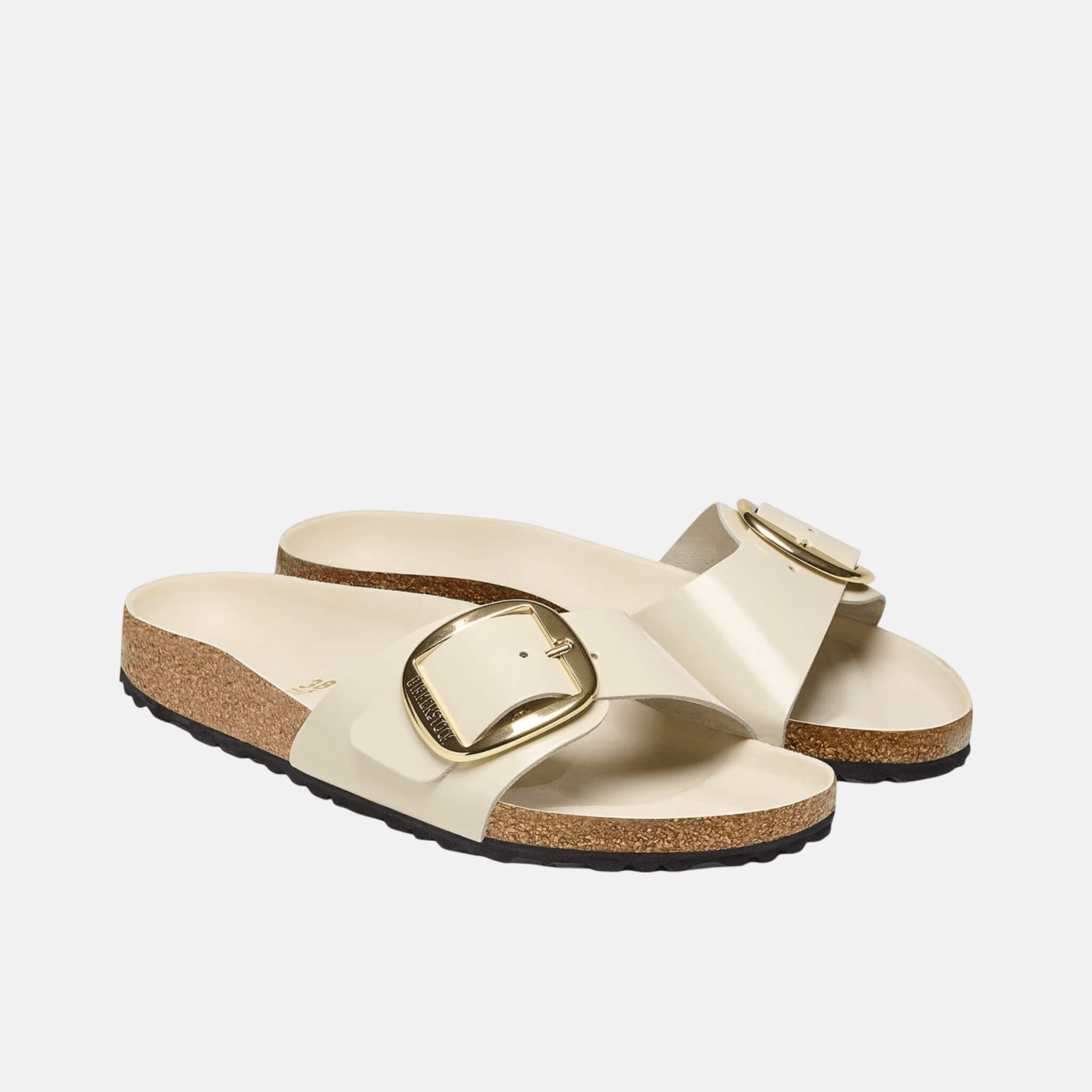 Biele Regular šľapky Madrid High Shine Big Buckle