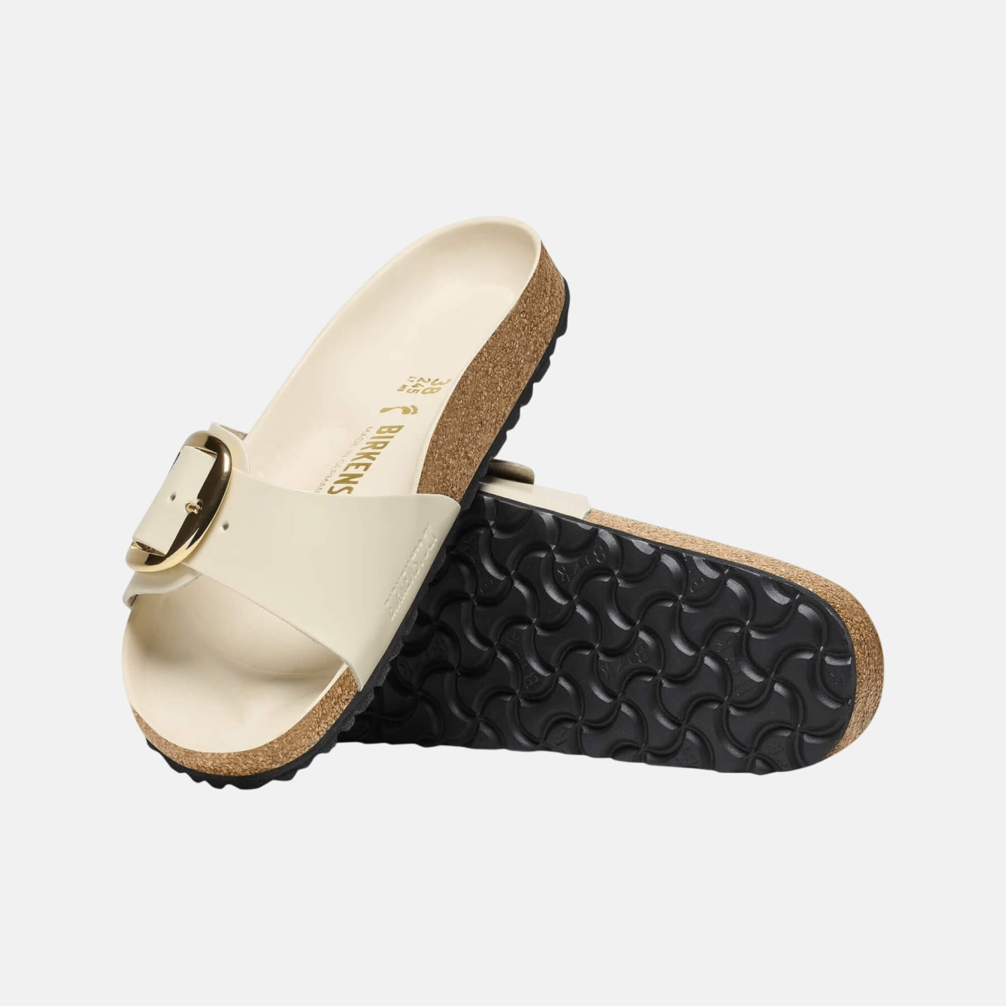 Biele Regular šľapky Madrid High Shine Big Buckle