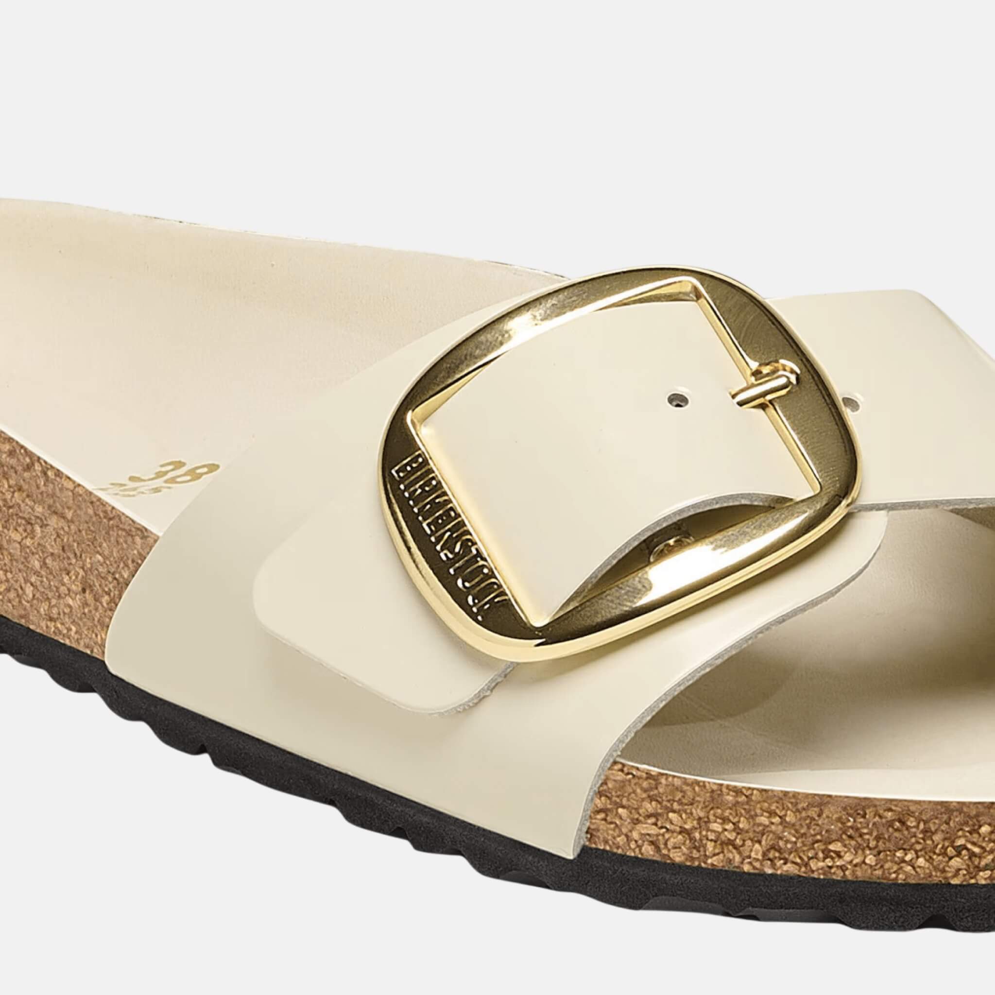 Biele Regular šľapky Madrid High Shine Big Buckle