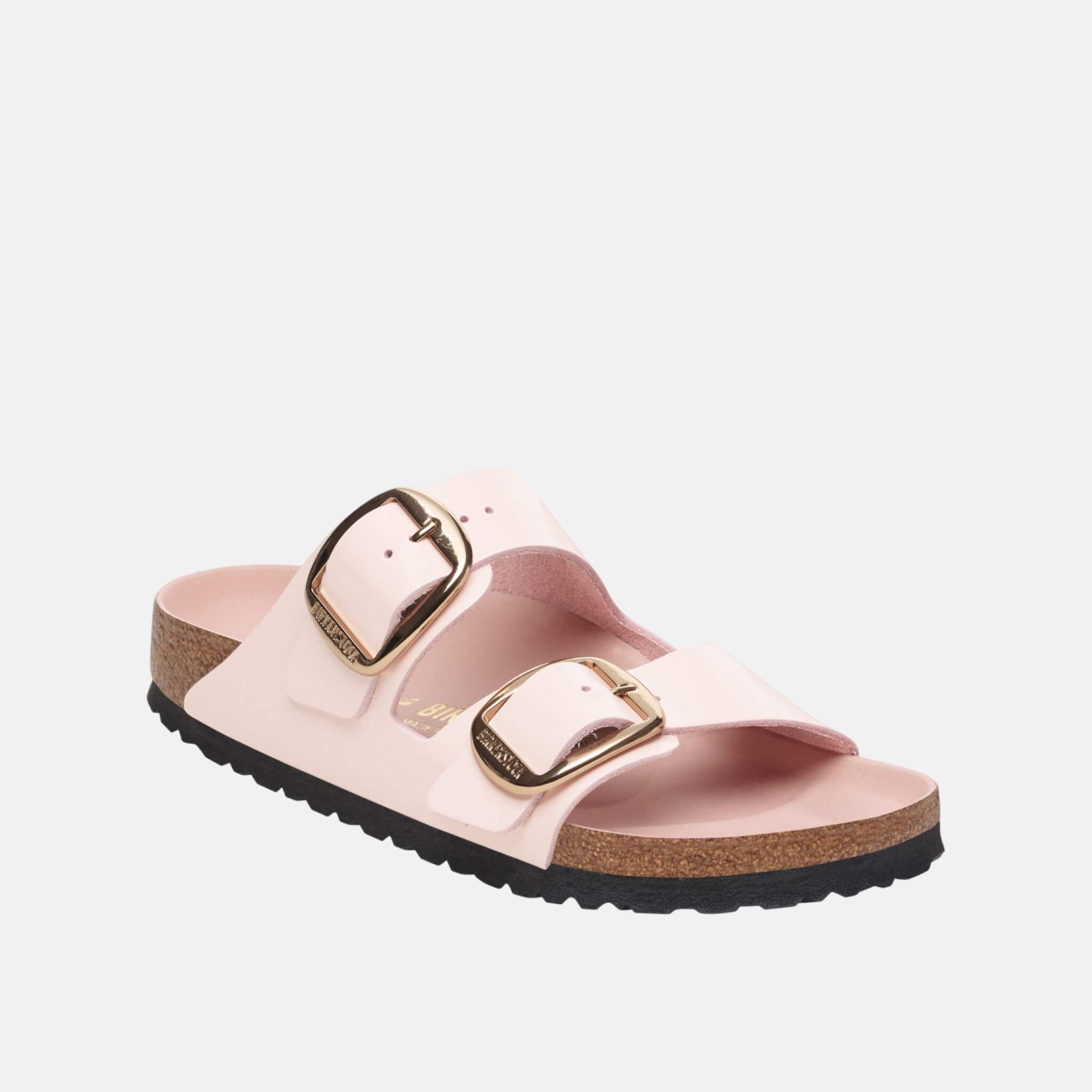 Ružové Regular Šľapky Arizona Big Buckle Natural Leather Patent