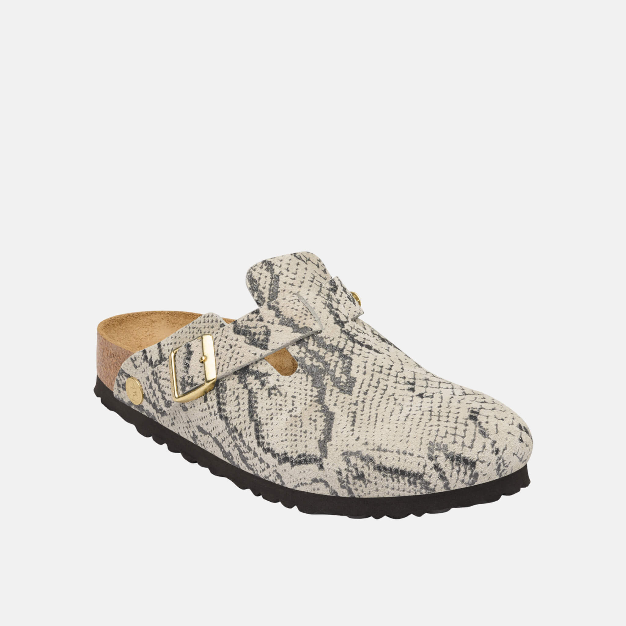 Dámske šedé Regular nazúvaky Birkenstock Boston Rivet Logo Suede Leather