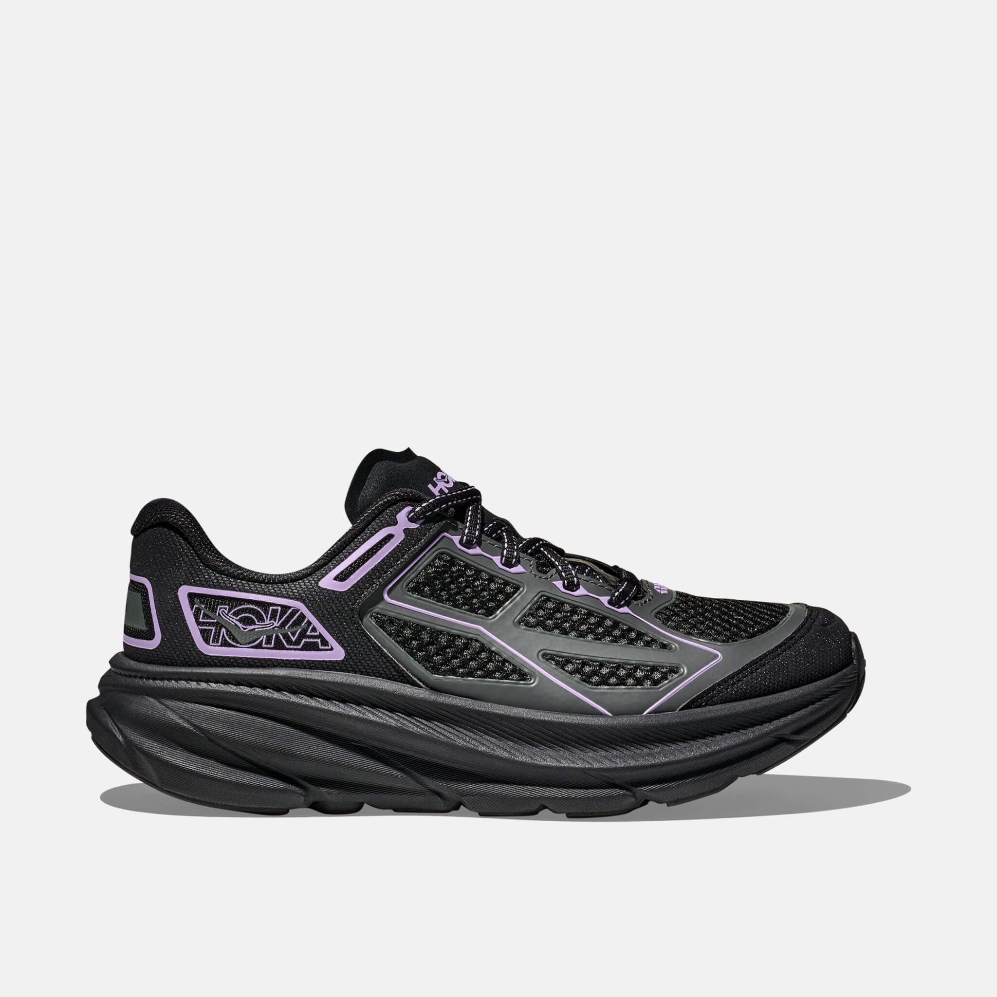 Unisex čierno-fialové tenisky Hoka Clifton One9