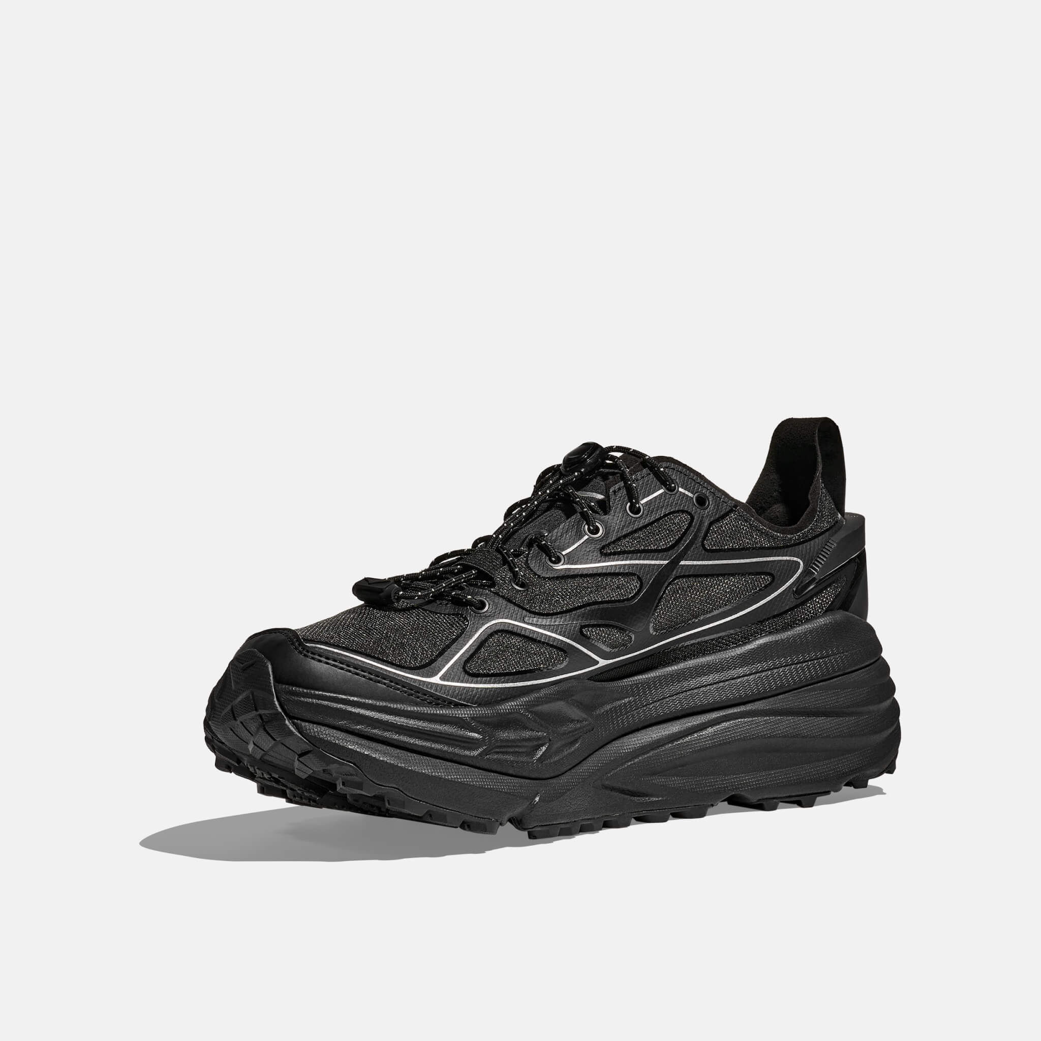 Unisex čierno-strieborné tenisky Hoka Stinson One7