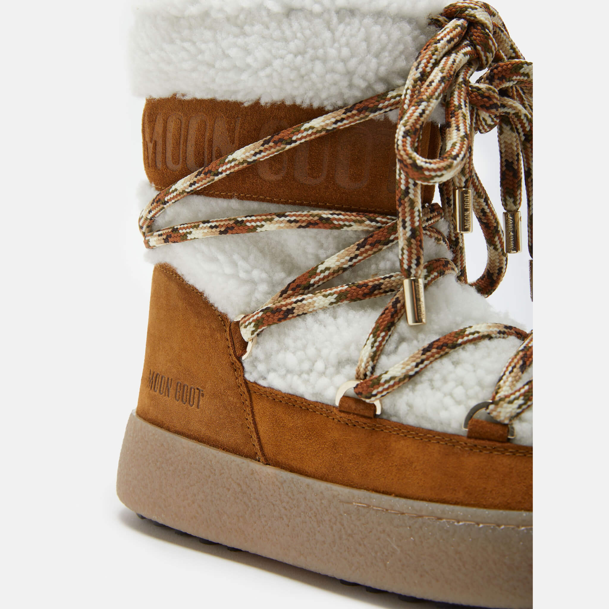 Dámske hnedo-biele snehule Moon Boot Ltrack Tube Shearling