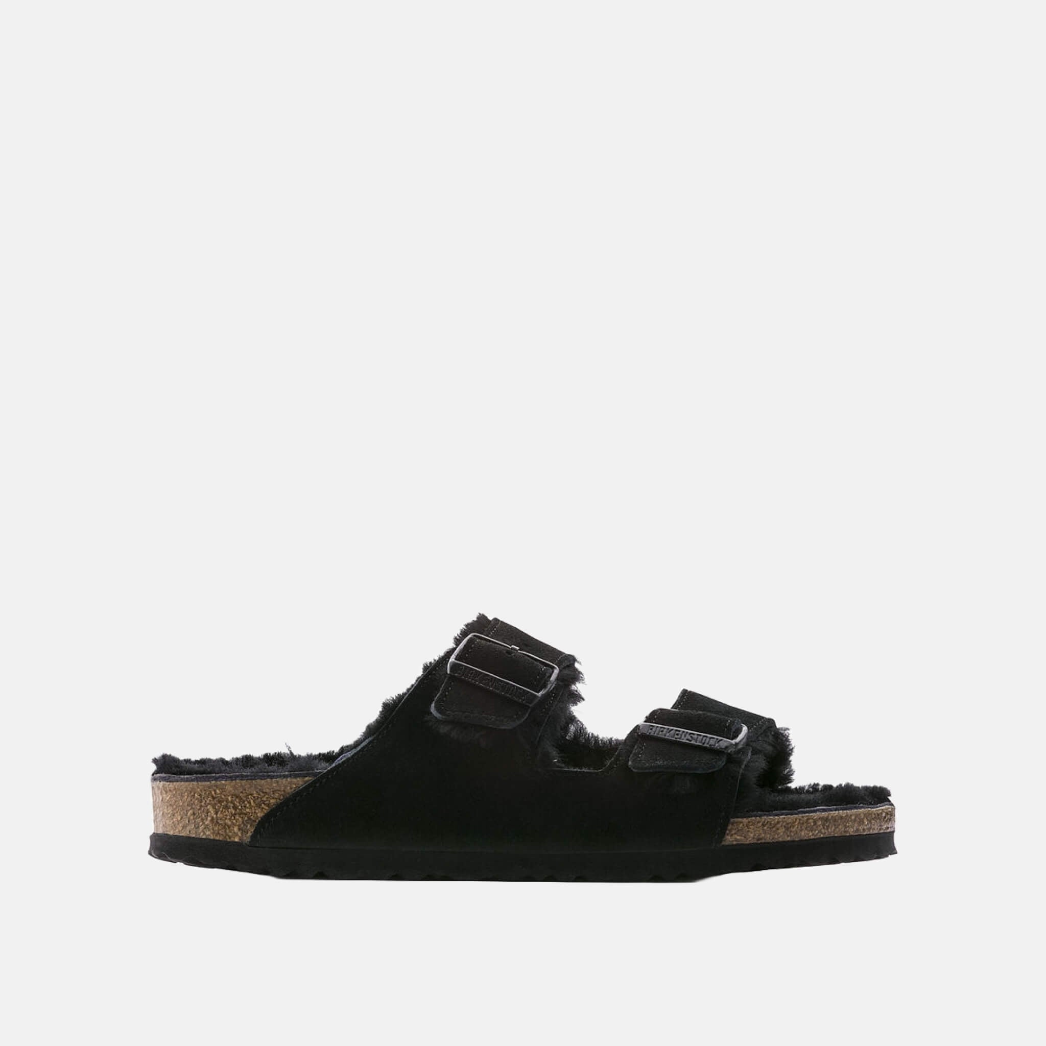 Čierne Regular šľapky Birkenstock Arizona Shearling Suede Leather