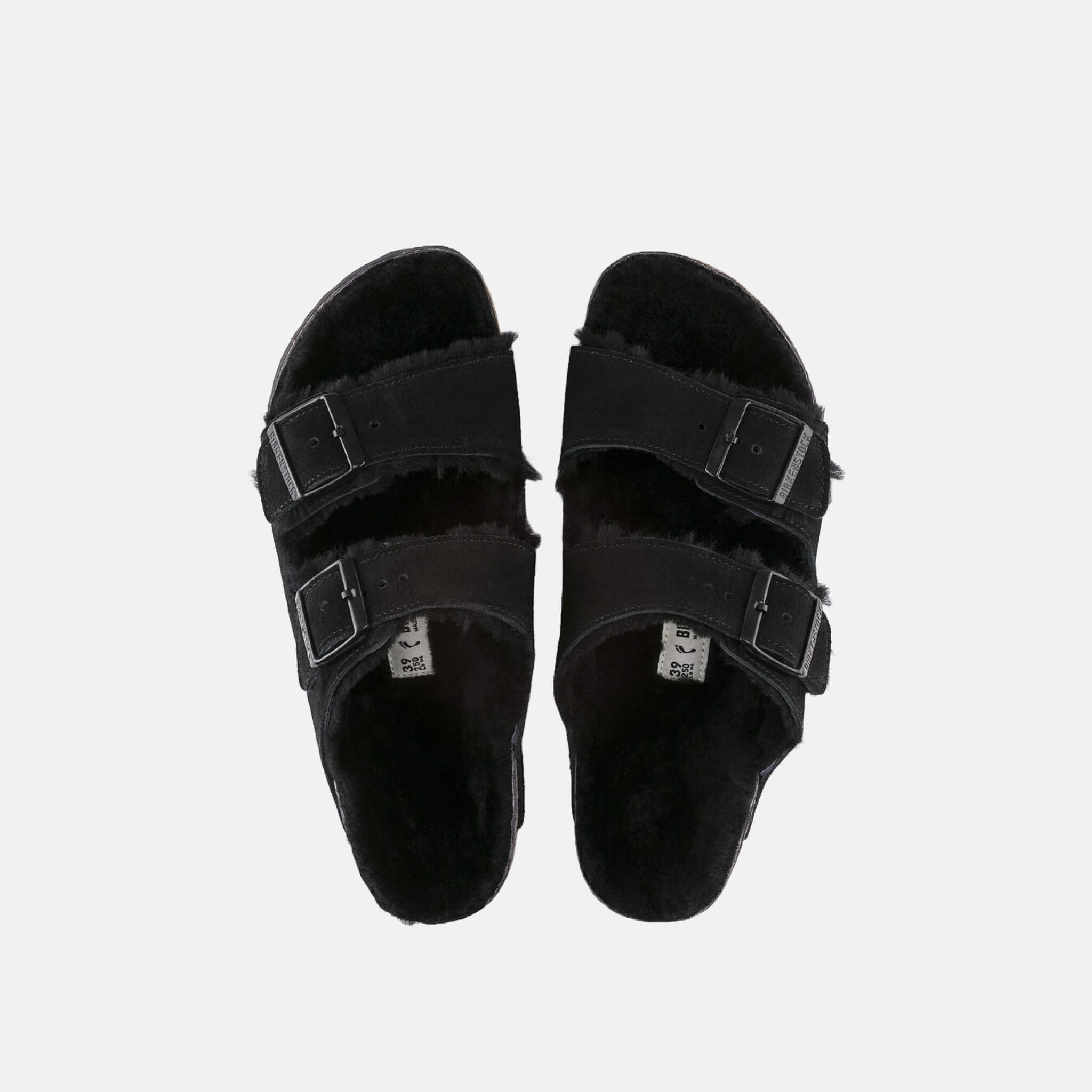 Čierne Regular šľapky Birkenstock Arizona Shearling Suede Leather