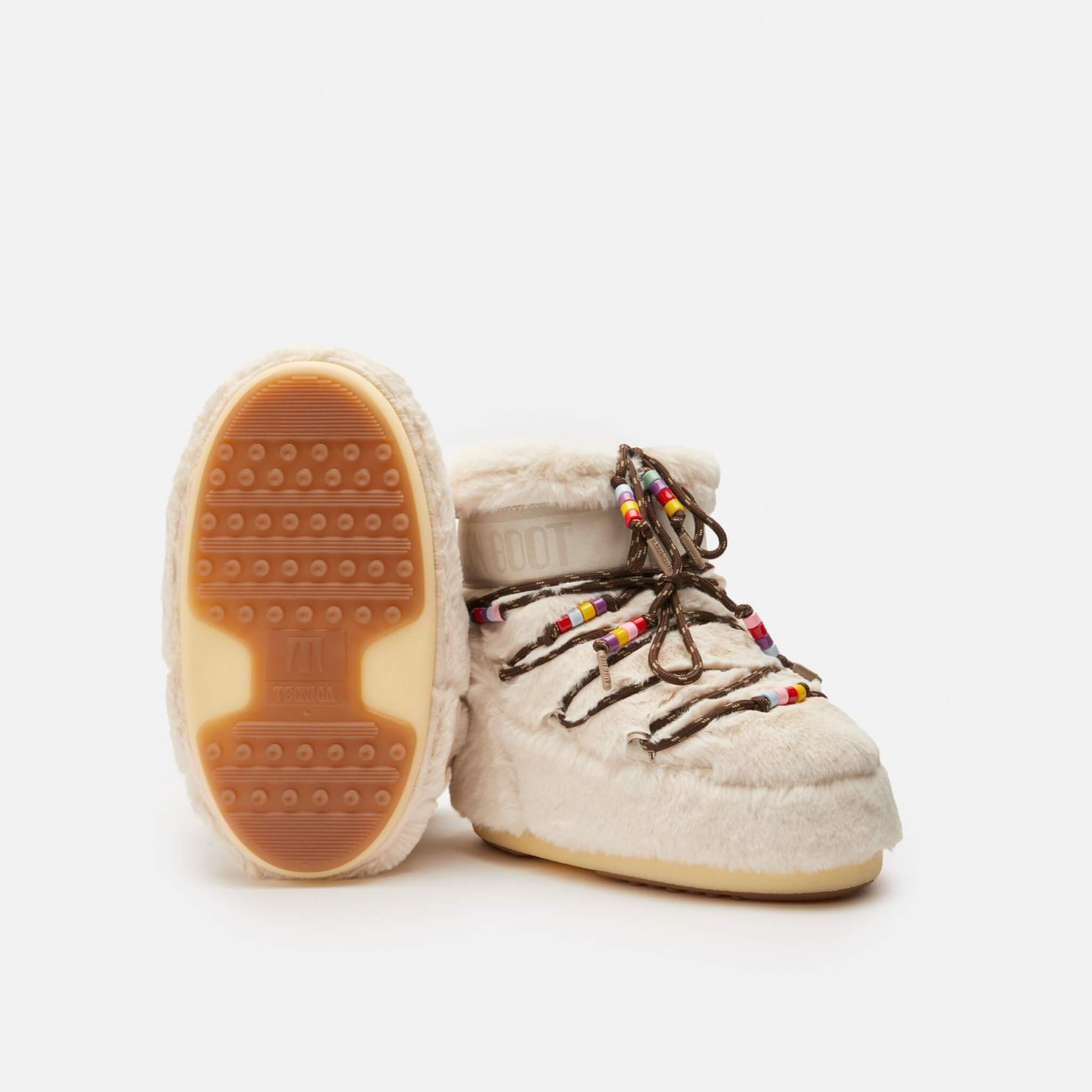 Dámske béžové snehule Moon Boot Icon Low Faux Fur Beads
