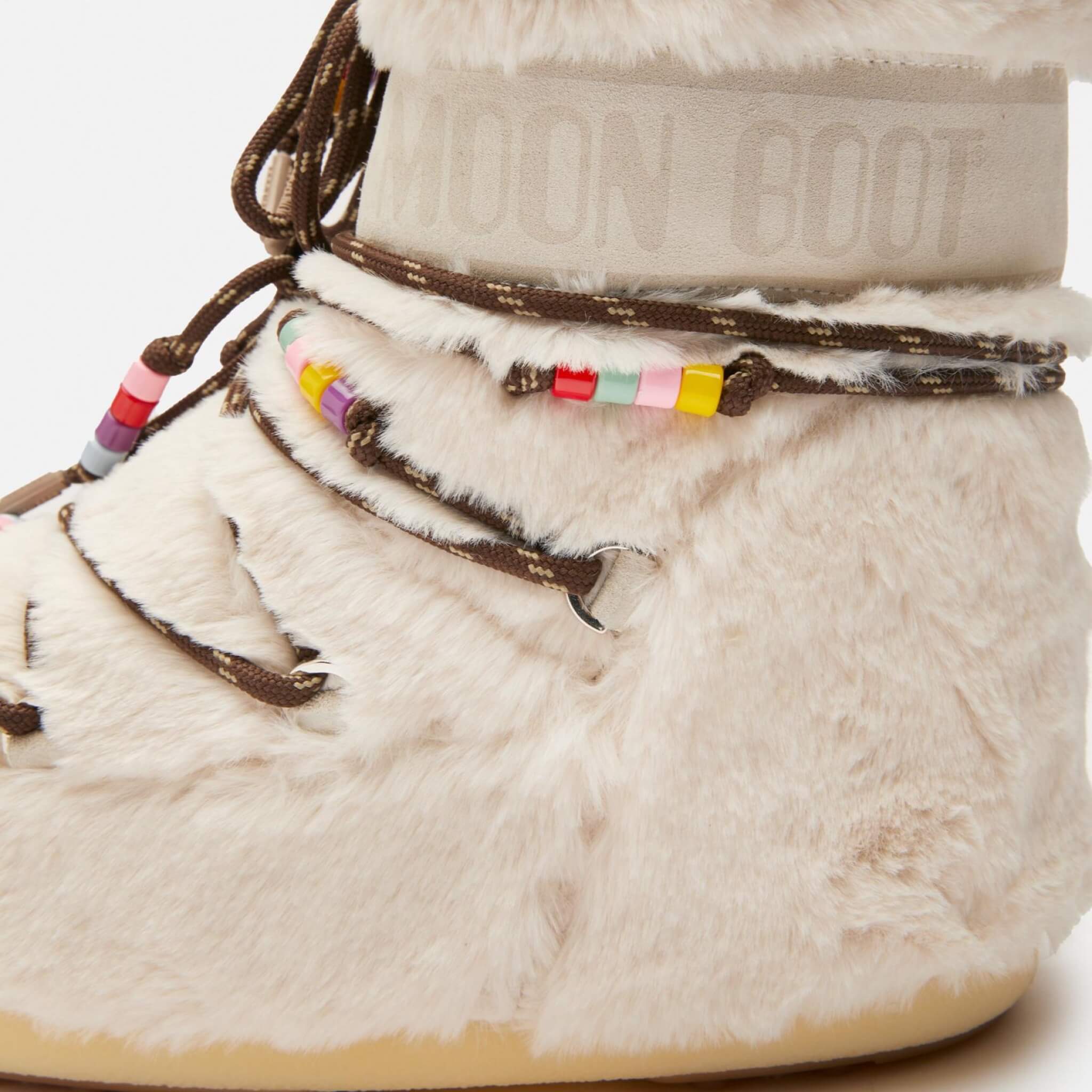 Dámske béžové snehule Moon Boot Icon Low Faux Fur Beads
