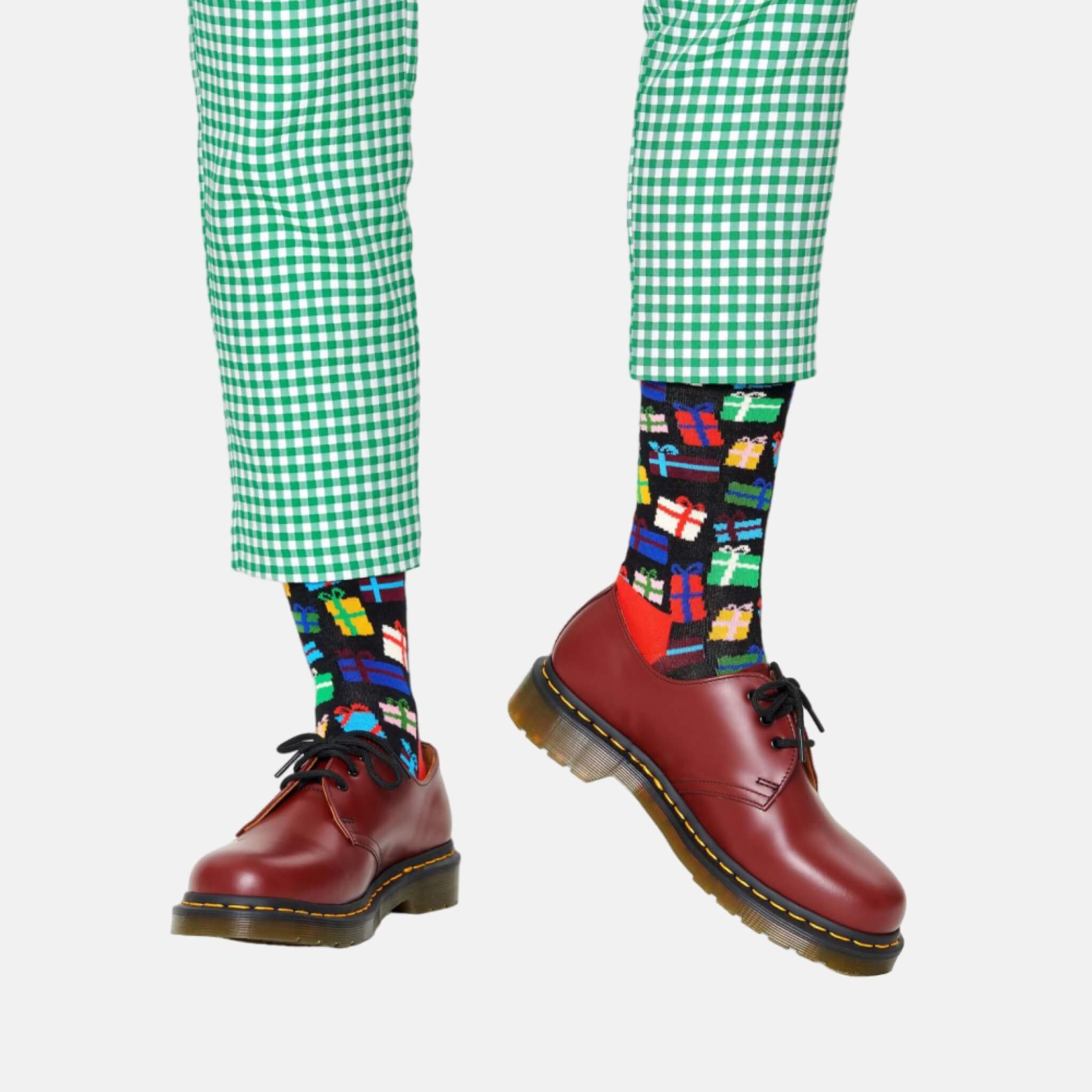 Čierne ponožky Happy Socks s darčekmi, vzor Gift Bonanza