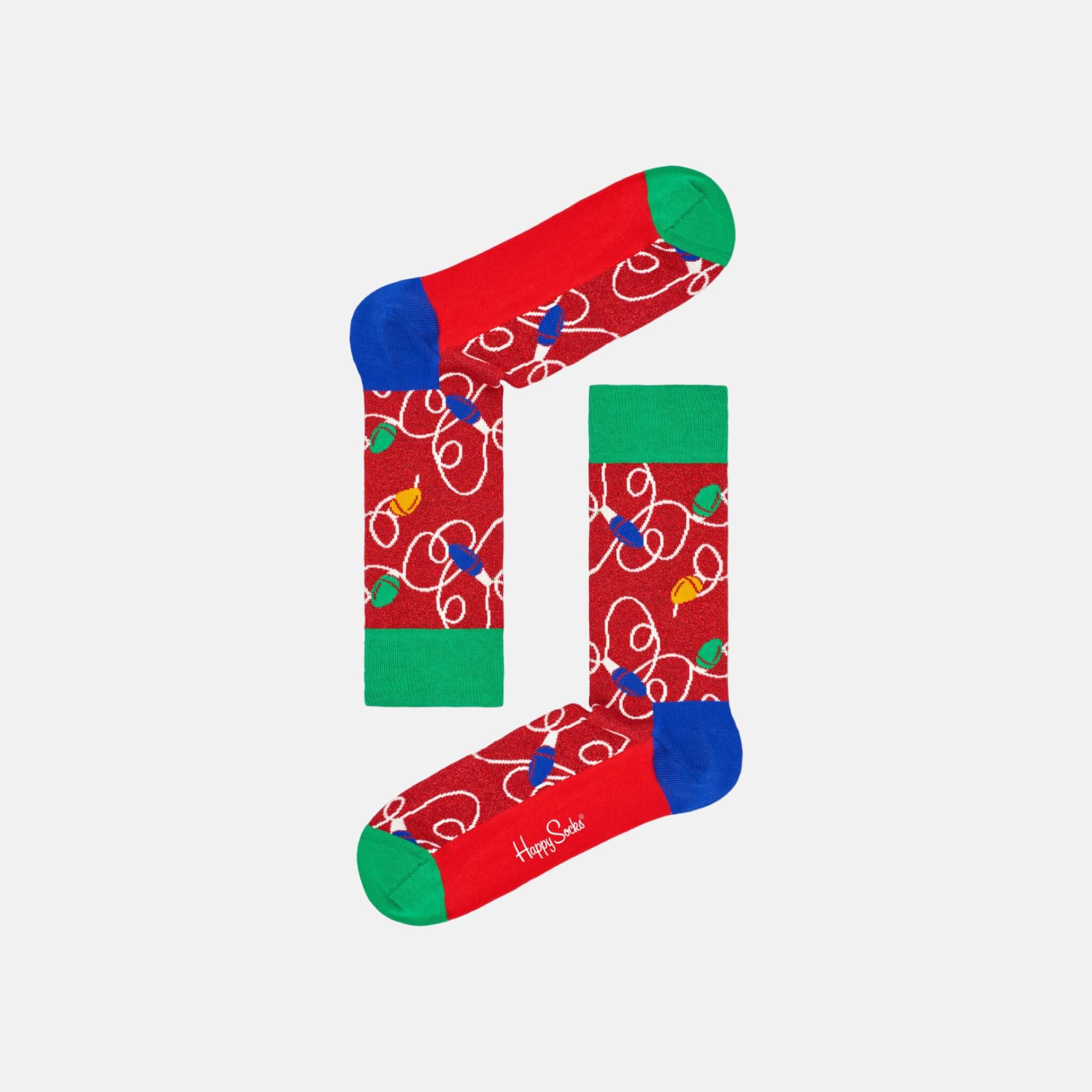 Červené ponožky Happy Socks s vianočným vzorom Holiday lights