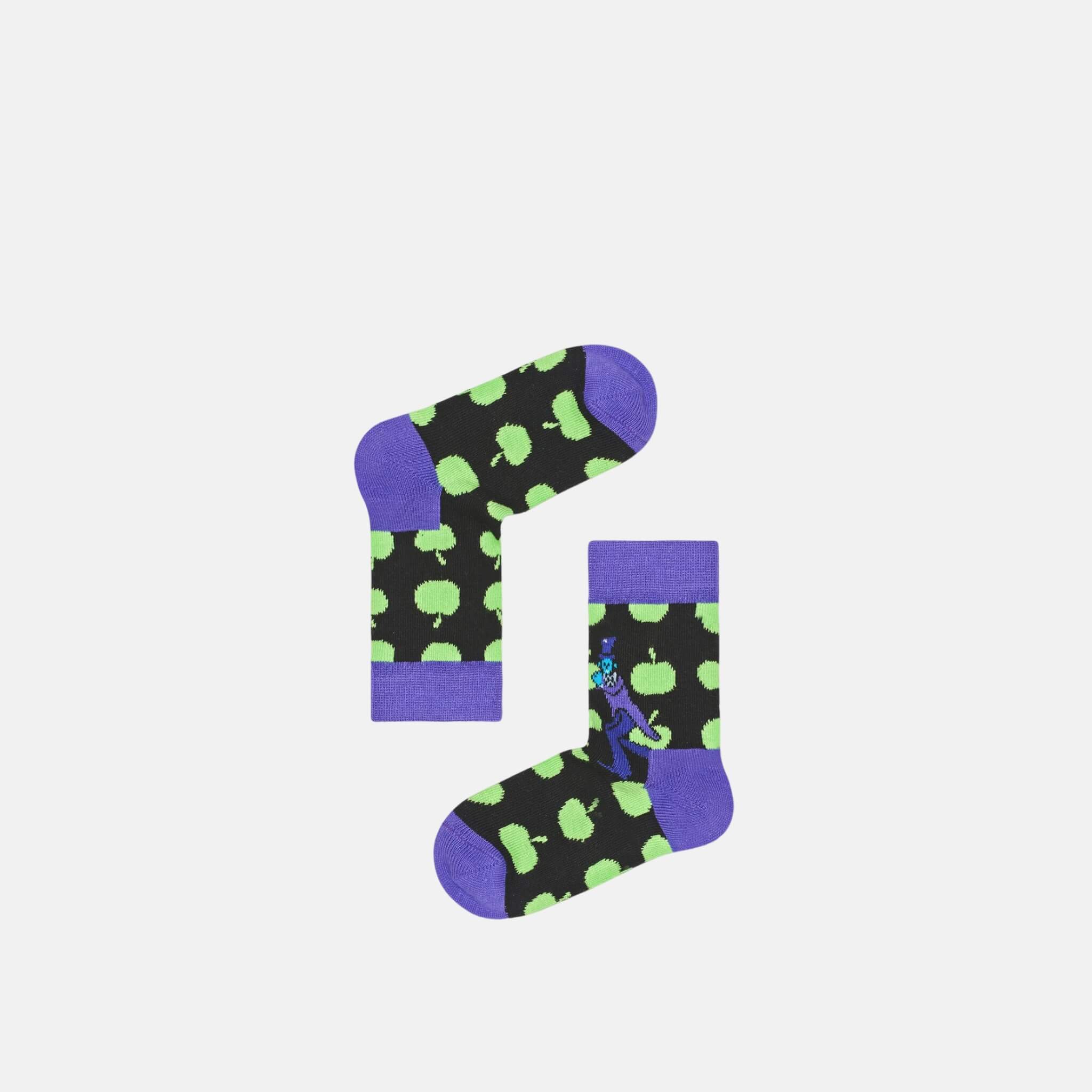 Detské čierne ponožky Happy Socks so zelenými jablkami x The Beatles