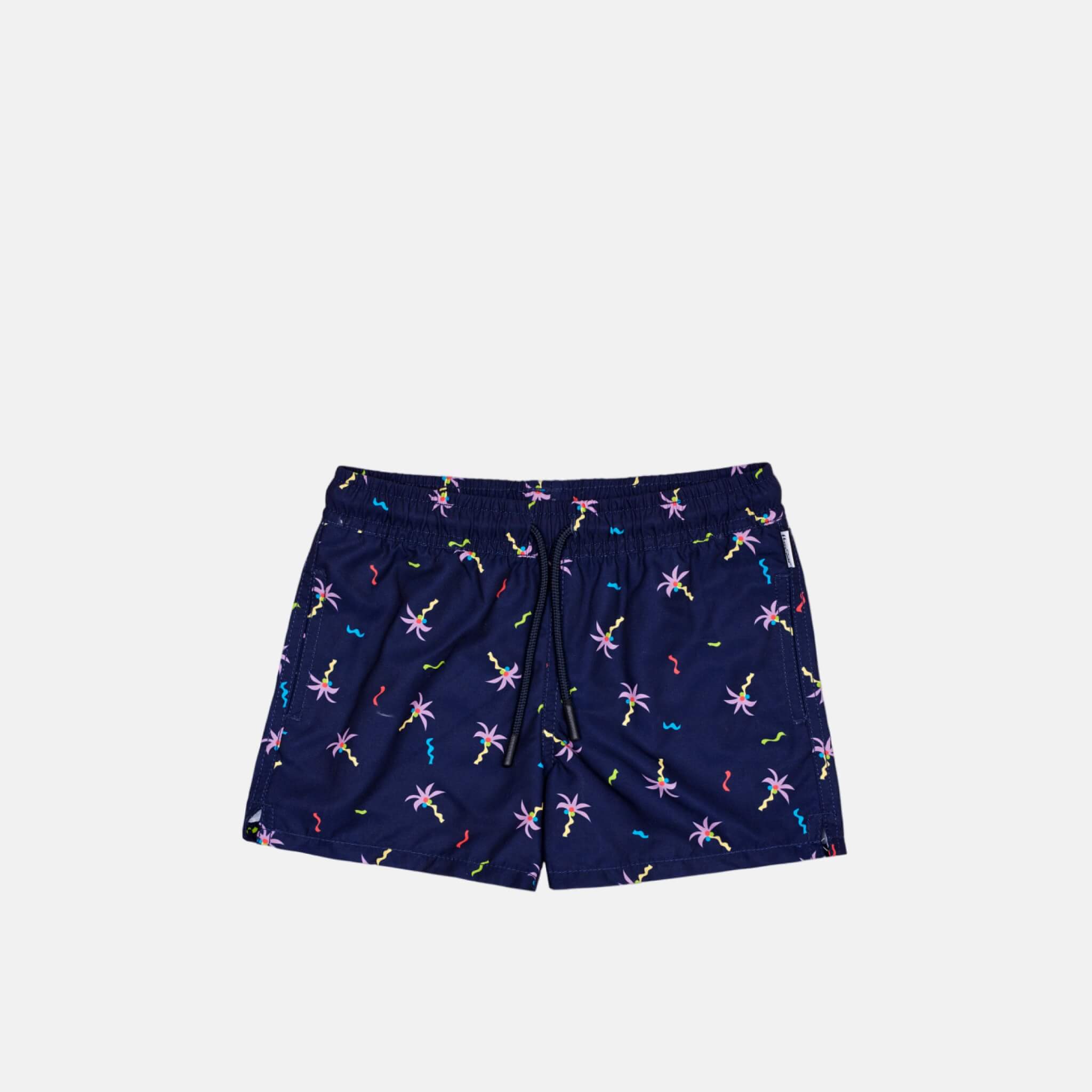 Detské modré plavky Happy Socks s palmami a konfetami, vzor Confetti Palm