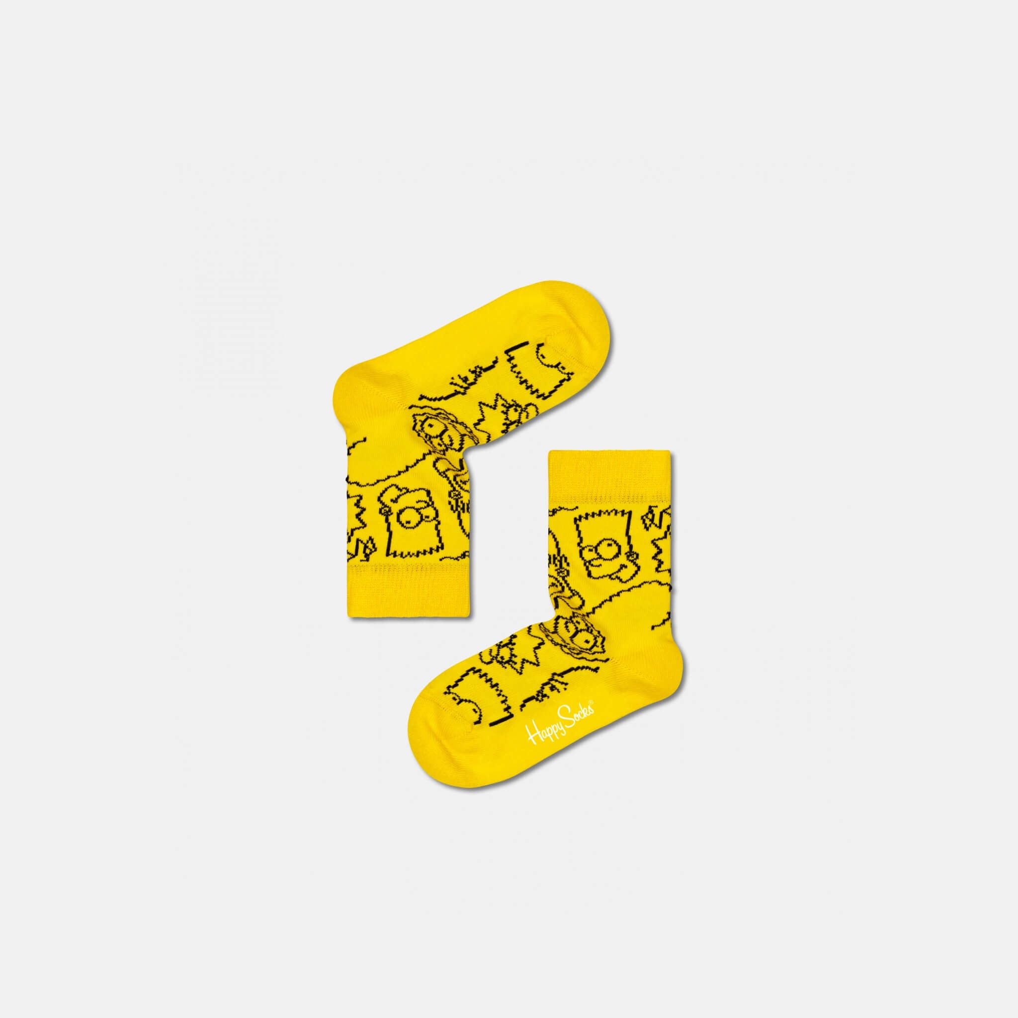 Detské žlté ponožky Happy Socks x The Simpsons, vzor The Simpsons Family