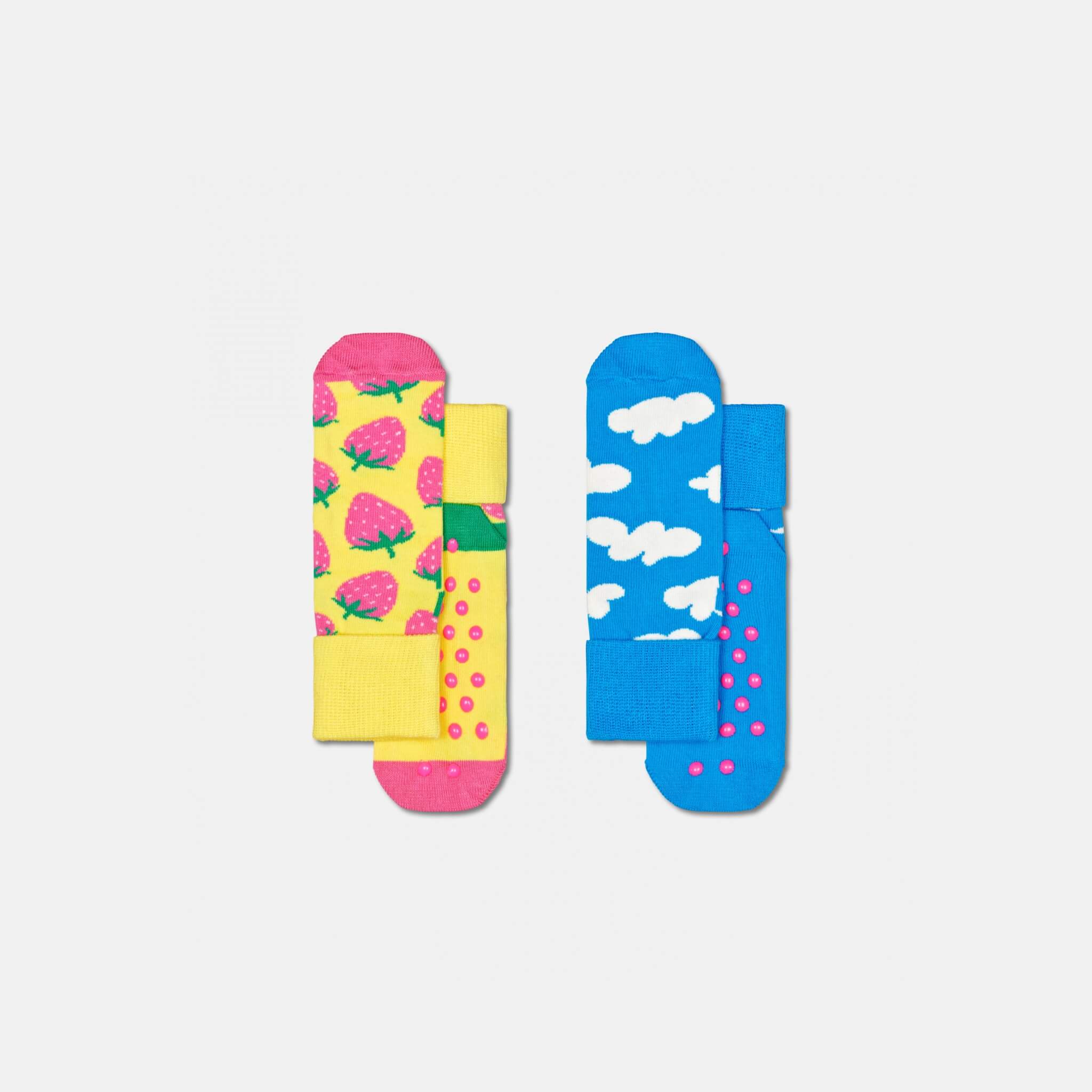 Detské protišmykové ponožky Happy Socks, vzor Strawberry - 2 páry