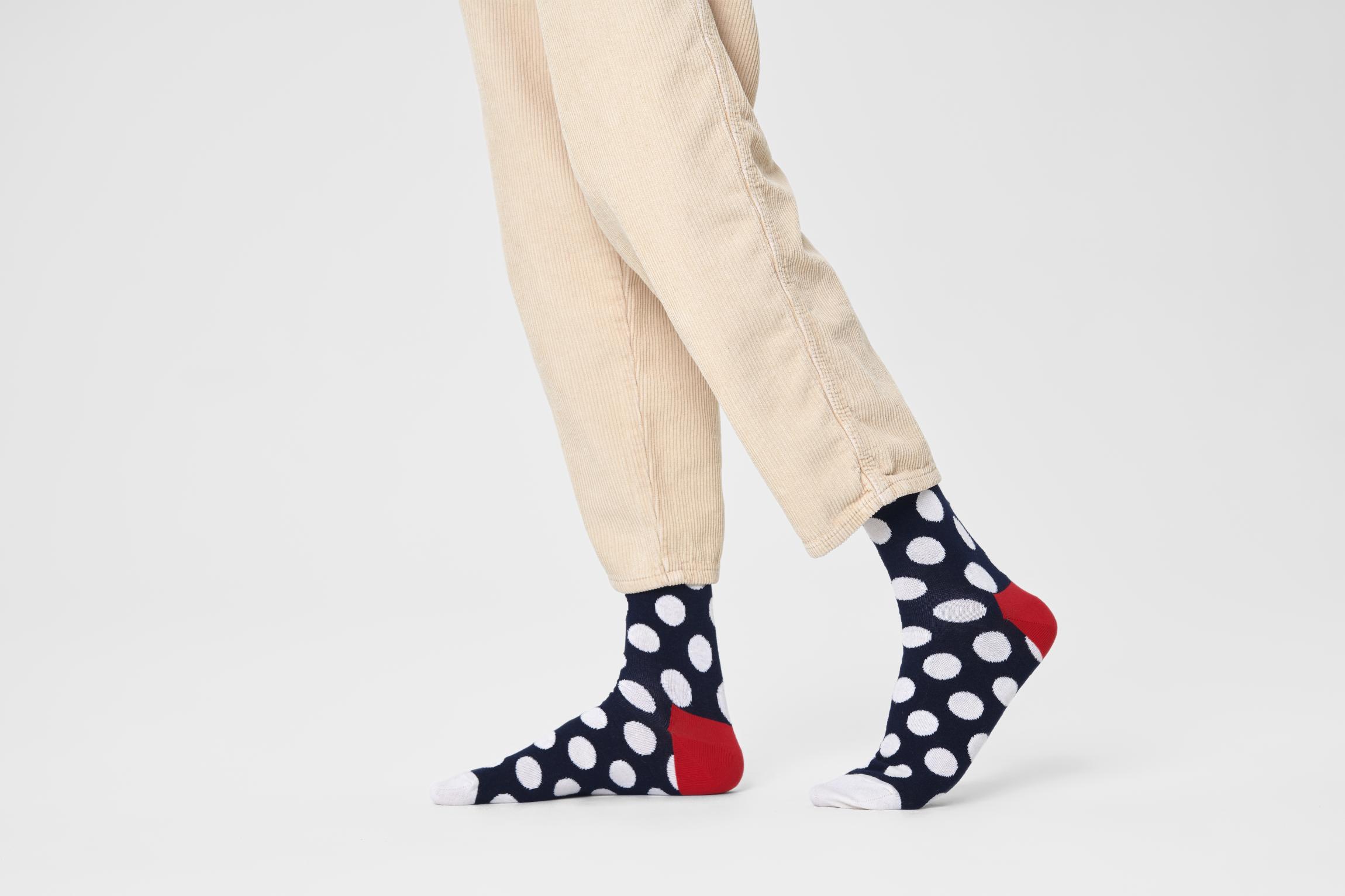 Modré ponožky Happy Socks s bodkami, vzor Big Dot