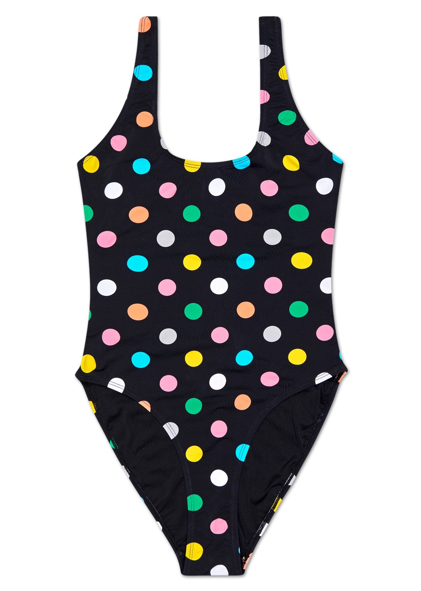 Čierne dámske plavky Happy Socks s farebnými bodkami, vzor Big Dot