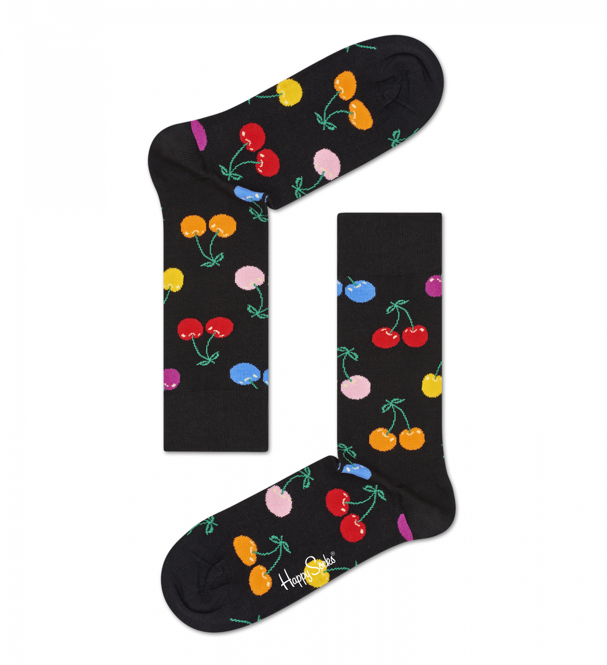 Čierne ponožky Happy Socks s čerešňami, vzor Cherry