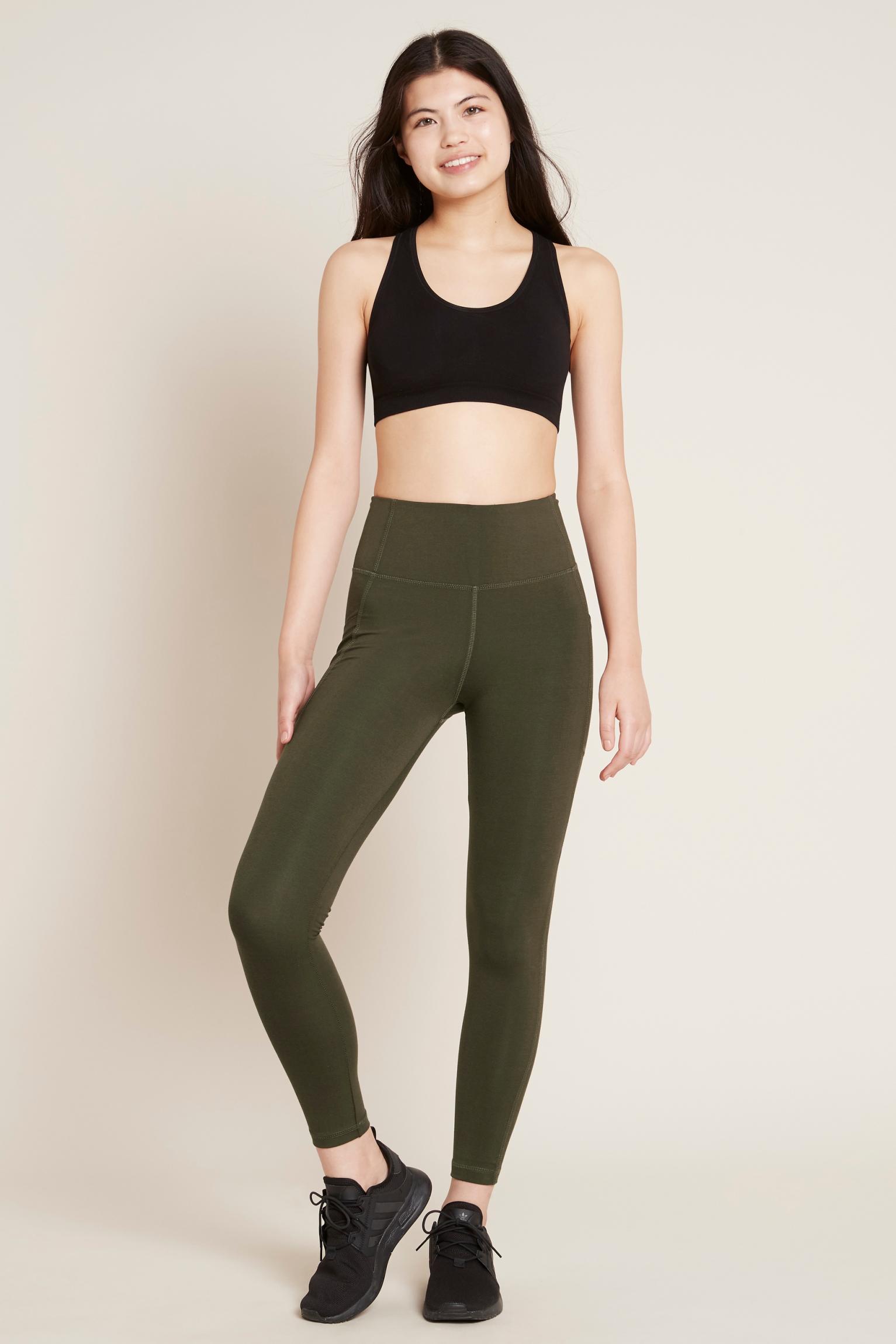 Dámske tmavozelené legíny Boody Motivate Full-Length High-Waist Leggins