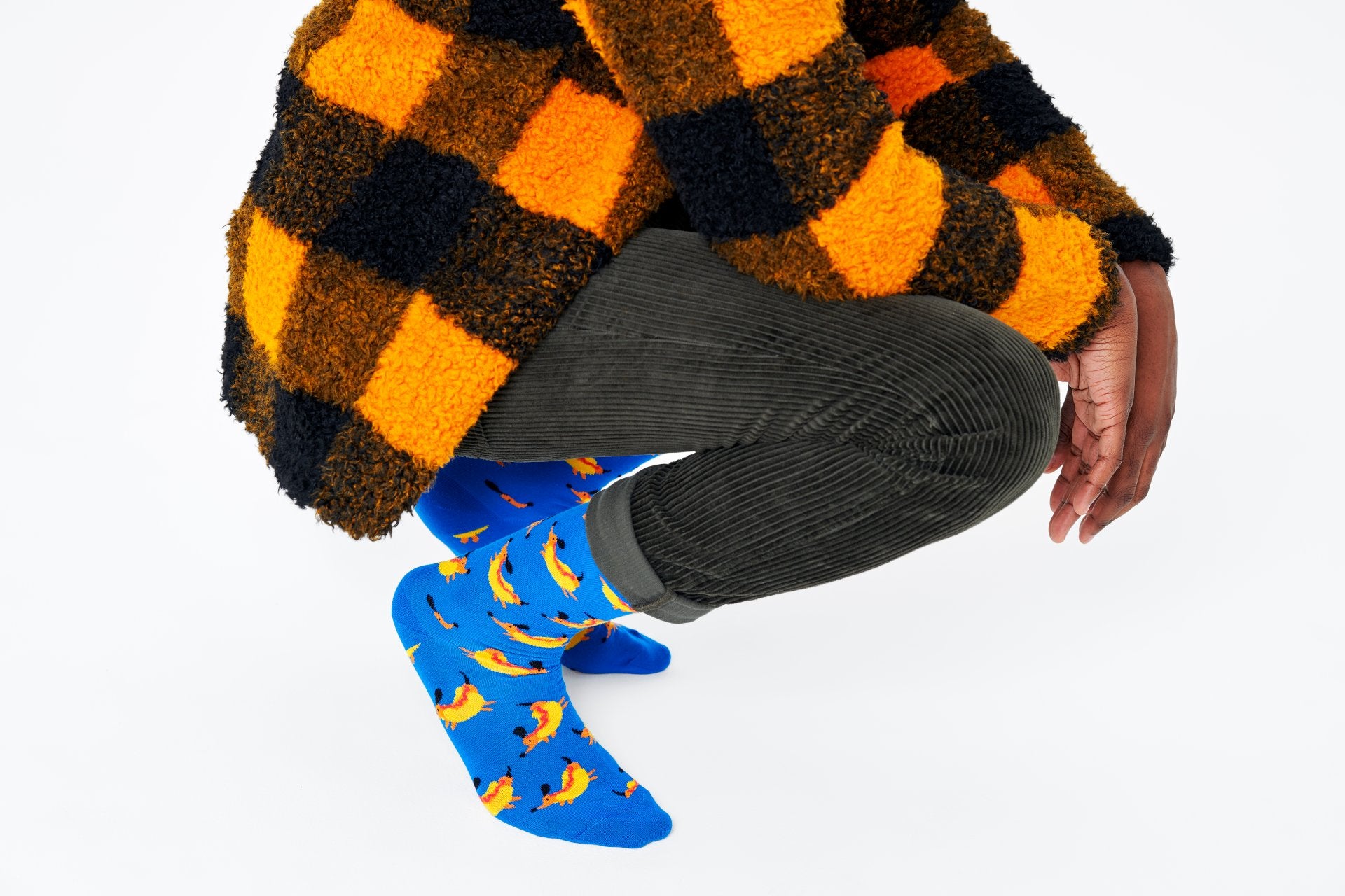 Modré ponožky Happy Socks, vzor Hot Dog Dog