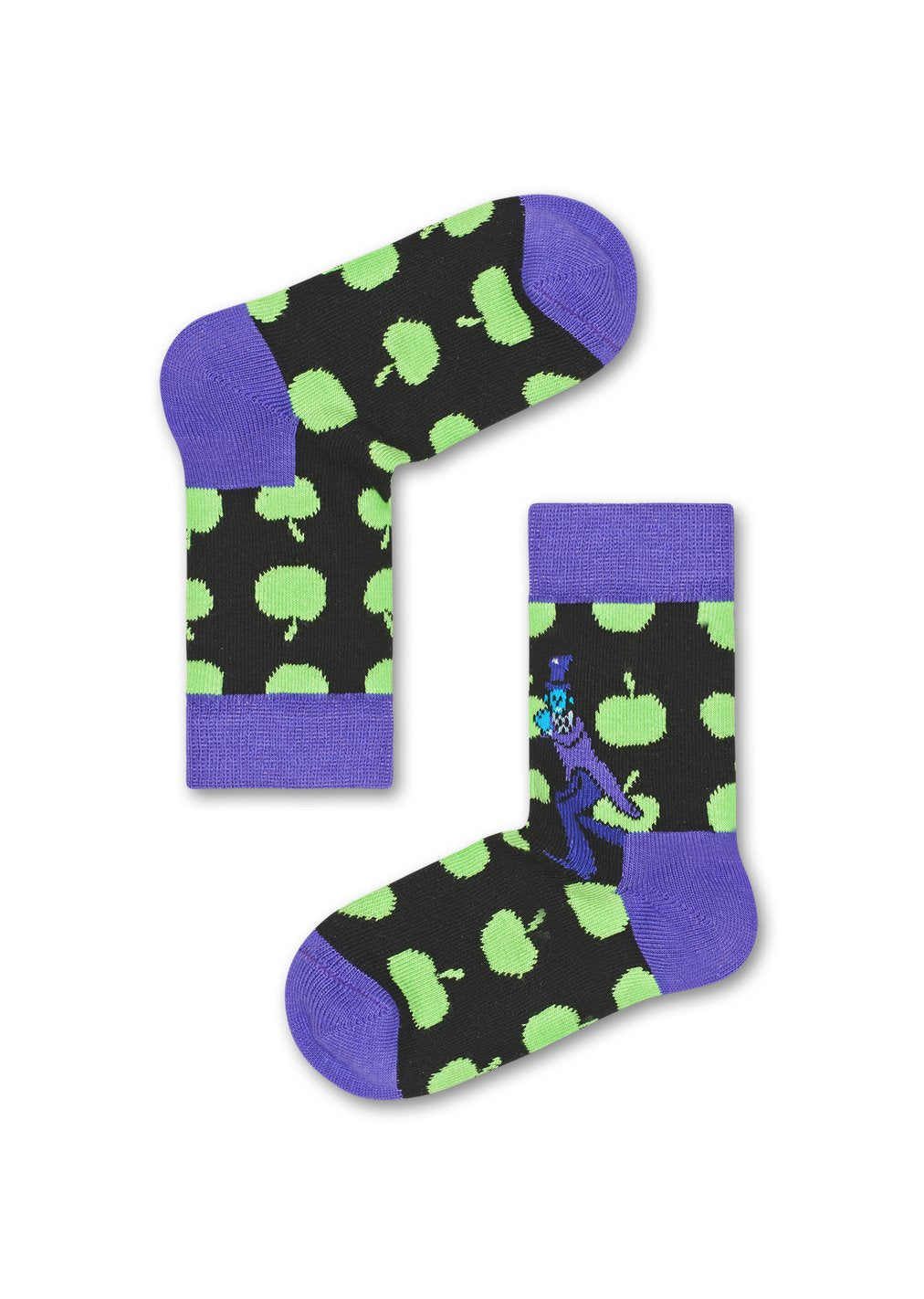 Detské čierne ponožky Happy Socks so zelenými jablkami x The Beatles