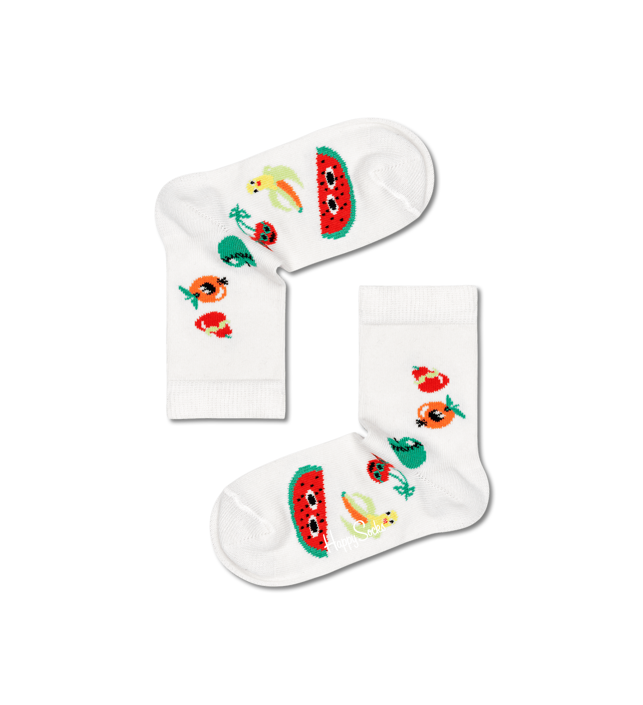 Detské biele ponožky Happy Socks s ovocím, vzor Fruit Tower