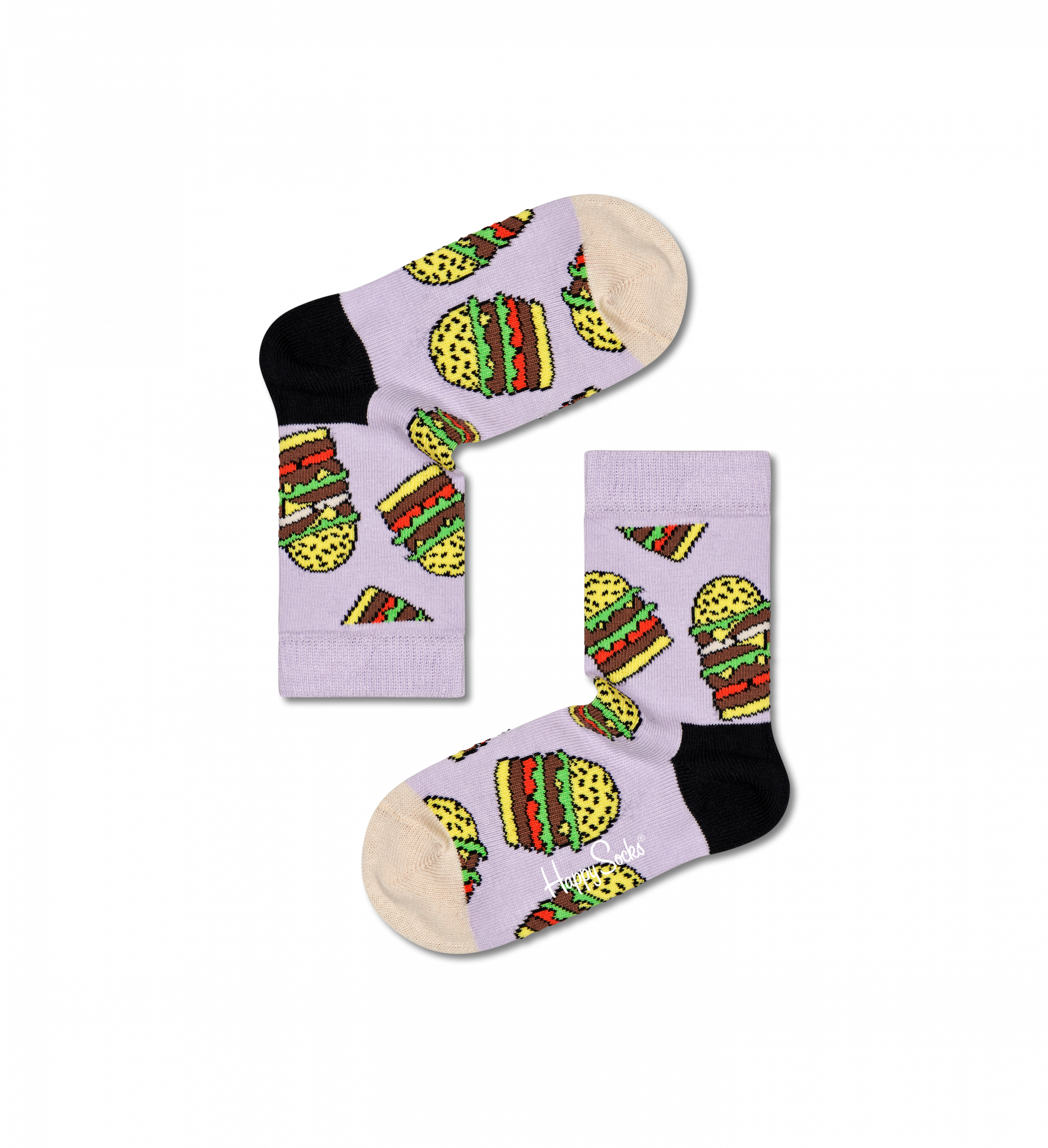 Detské fialové ponožky Happy Socks, vzor Hamburger